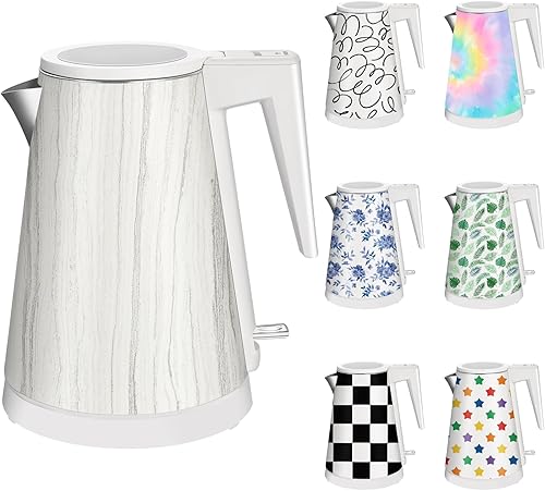 Miniatura 19 de Caldera de agua interior de acero inoxidable de doble pared de 1.2 L, inalámbrica, 1000 W de ebullición rápida con luz LED, cafetera y tetera