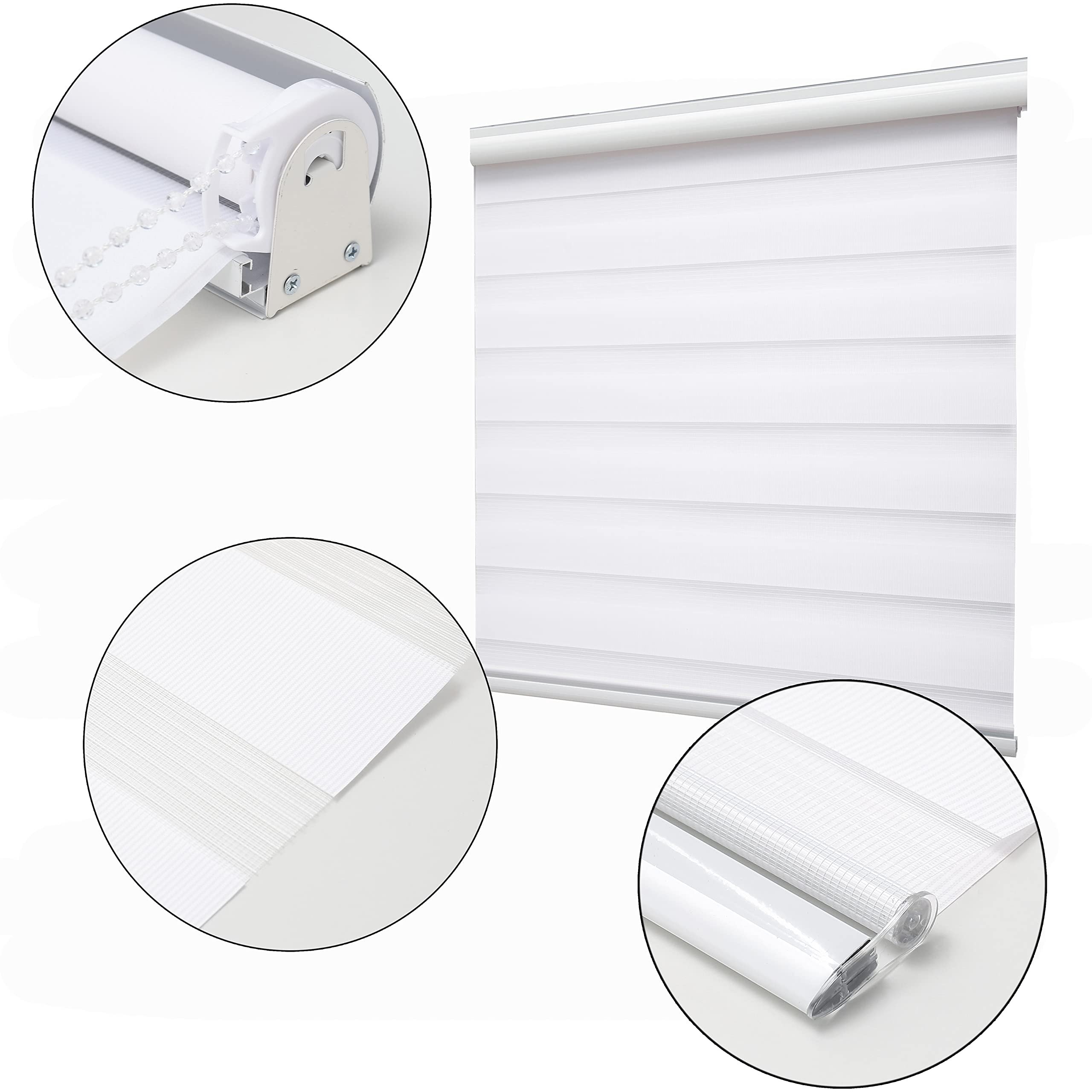 QiBoYuYe Day Night Blind Zebra Roller Blinds Blackout Window Curtain For Bedroom Door Windows Aluminium Cassette Translucent Vision Curtains (White Width 50cm X Height 150 cm) - Image 4