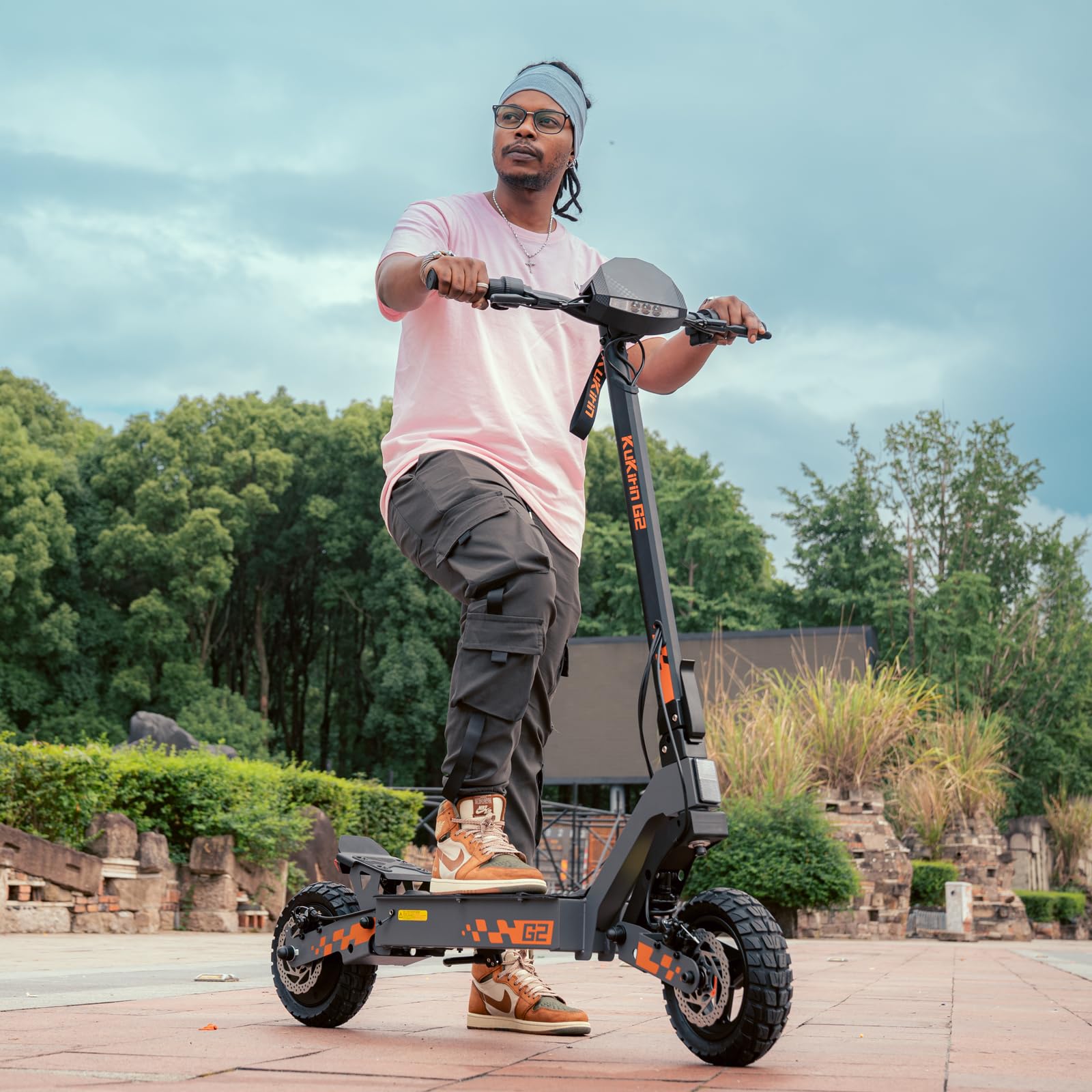 Kukirin G2 Trottinette électrique pour adulte, 10 pouces, jusqu'à 55 km, pneus tubeless, double suspension, freins à disque, écran tactile, batterie 48 V 15,6 Ah et design pliable