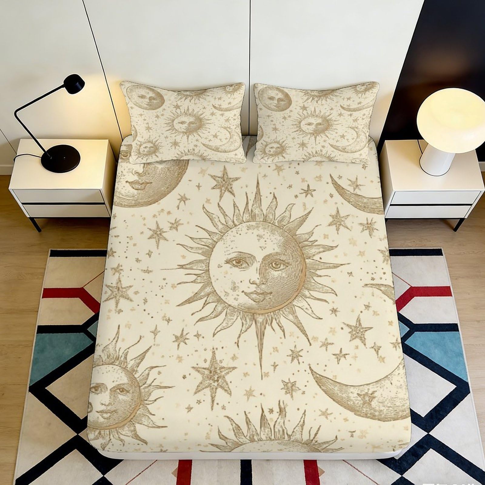 3D Printed Flaming Skull Fitted Sheet Microfiber Deep Pocket Non-Slip Bedroom Bedding Flaming Skull Mattress Fitted Cover 160x200x25cm