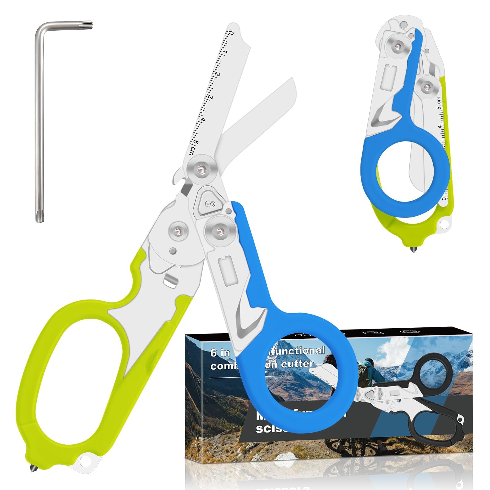 6-in-1 Heavy-Duty Emergency trauma shears (Blue green)