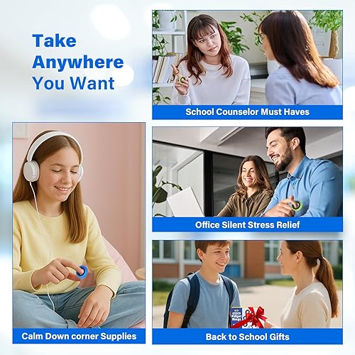 Miniatura 13 de Juguetes sensoriales para adultos, paquete de 12 anillos giratorios de textura, juguetes sensoriales para aliviar el estrés para niños con TDAH