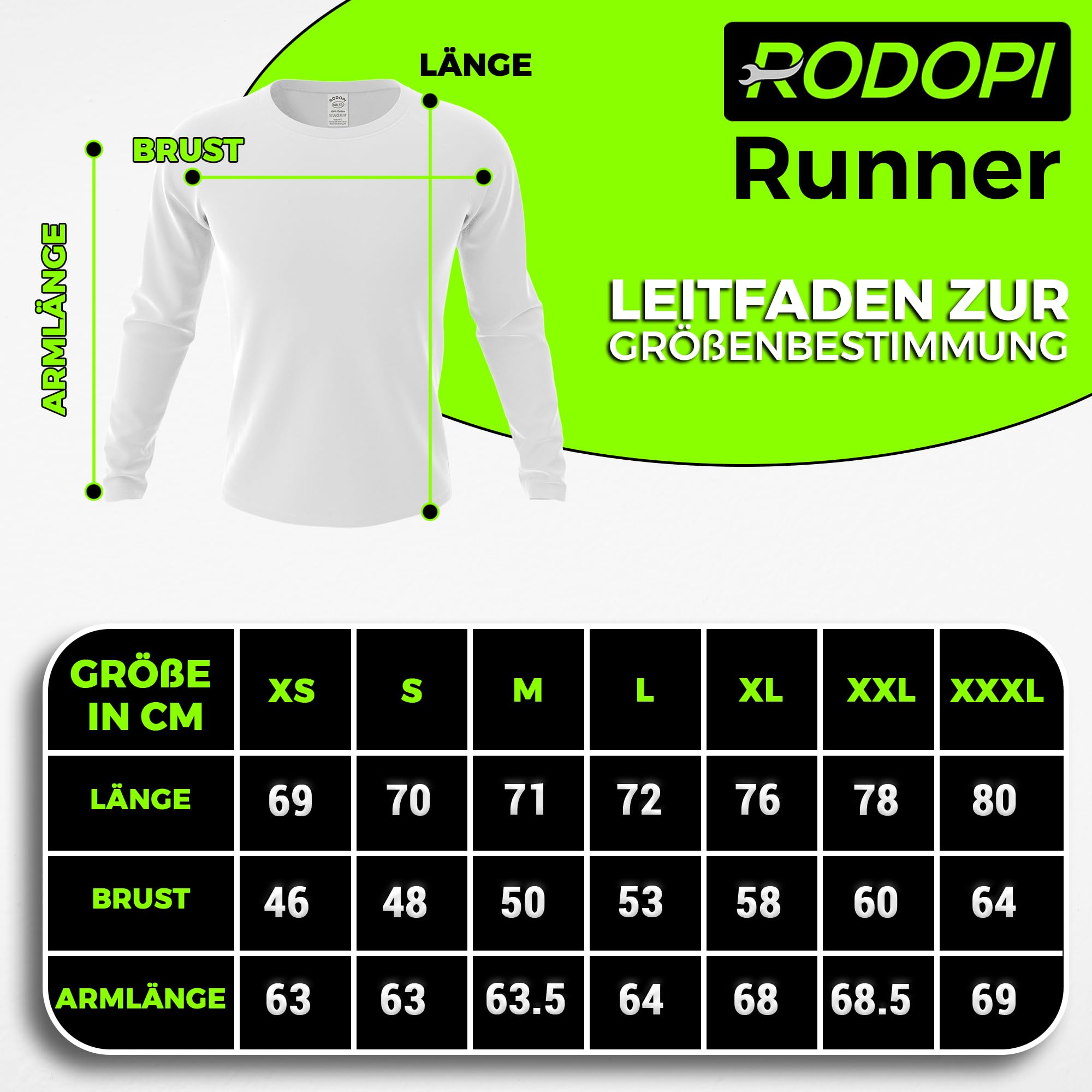RODOPI Koszulka z długim rękawem Runner Longsleeve dla kobiet i mężczyzn rozm. XS-3XL T-shirt czarny i biały sweter roboczy okrągły dekolt 100% bawełna