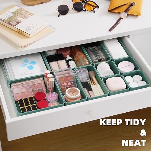 Miniatura 4 de CHANCETSUI Organizador de maquillaje, juego organizador de cajones apilables, bandejas organizadoras de escritorio de baño y encimera de tocador,