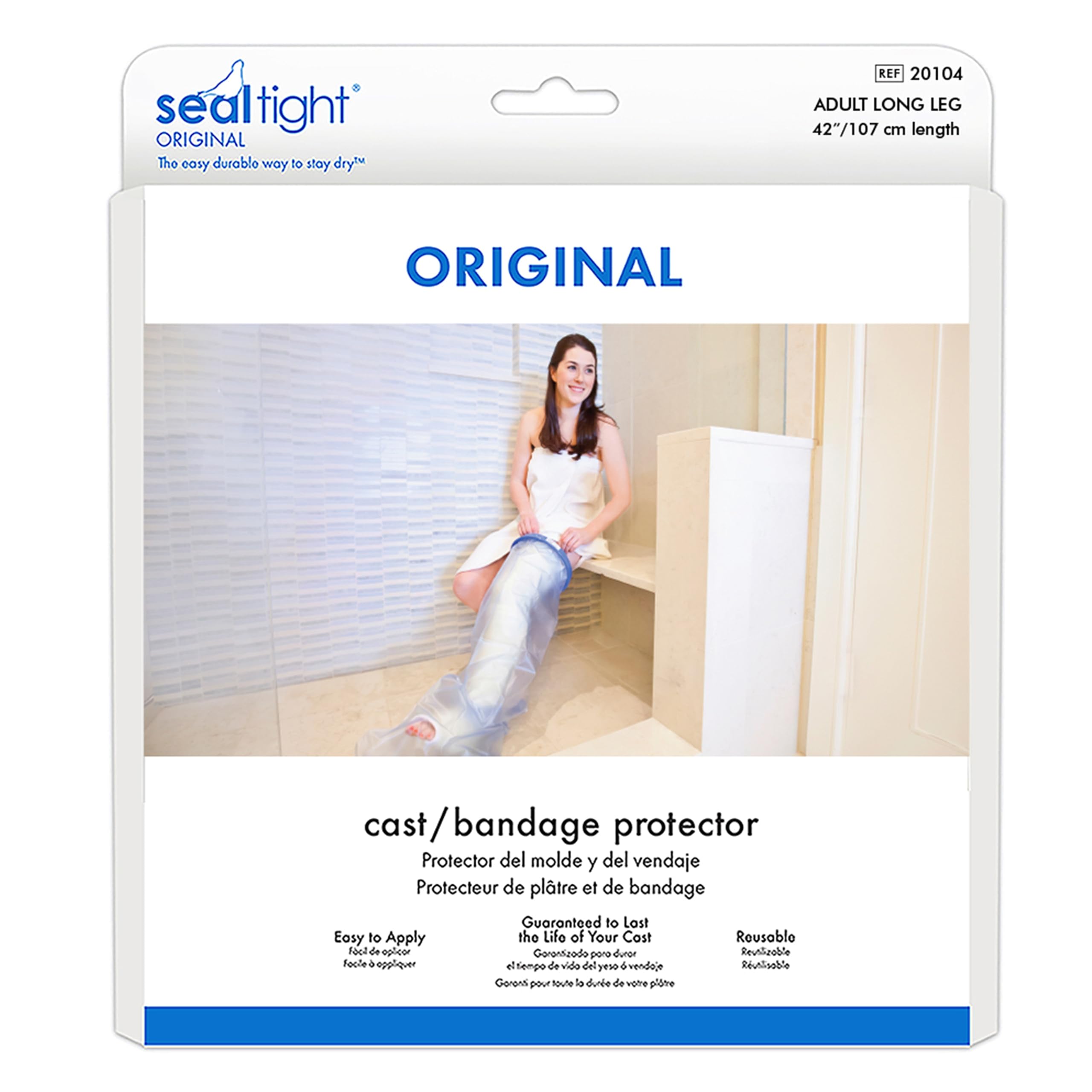 Seal-Tight Original Cast & Bandage Protector - Waterproof Adult Leg Cast Cover for Shower & Swimming - Foot Cover & Shower Bag for Leg Cast - Adult Long Leg