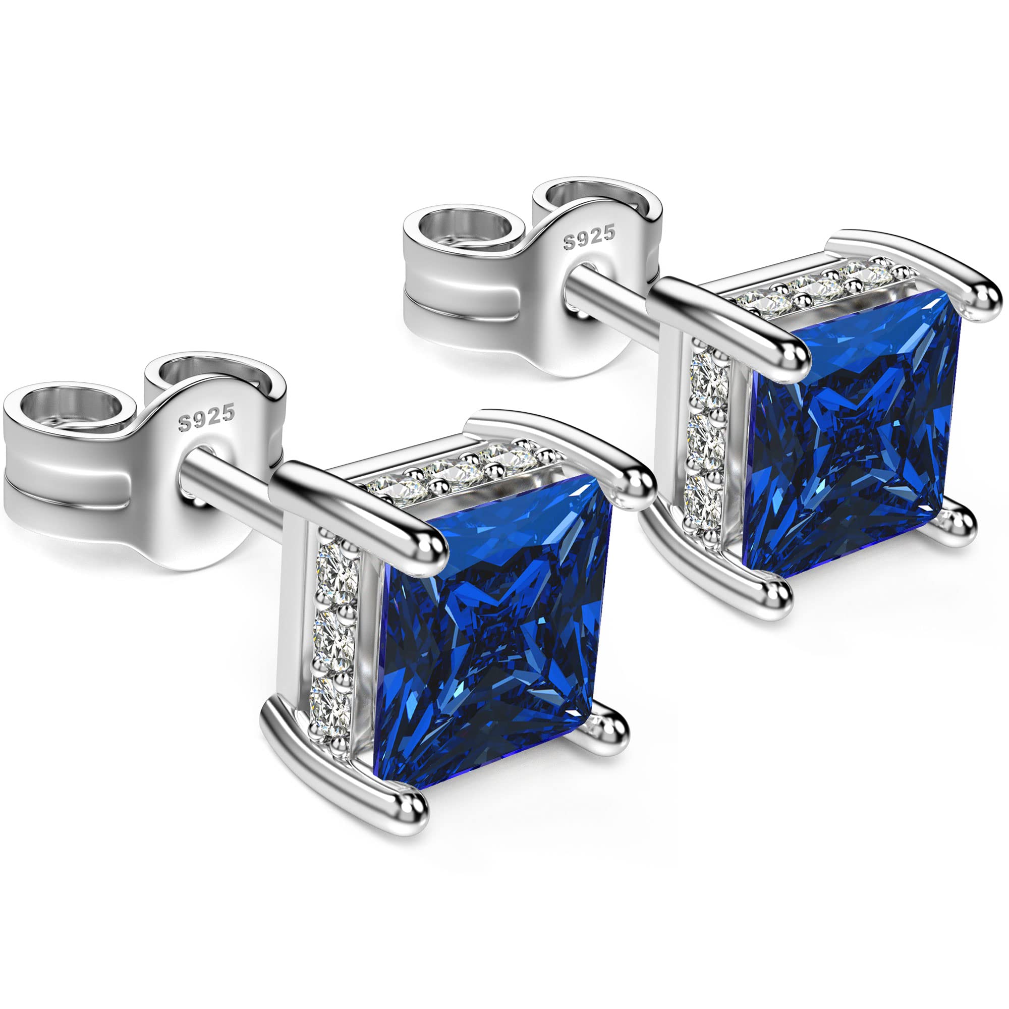 Princess Cut Cubic Zirconia Diamond Stud Earrings for Men