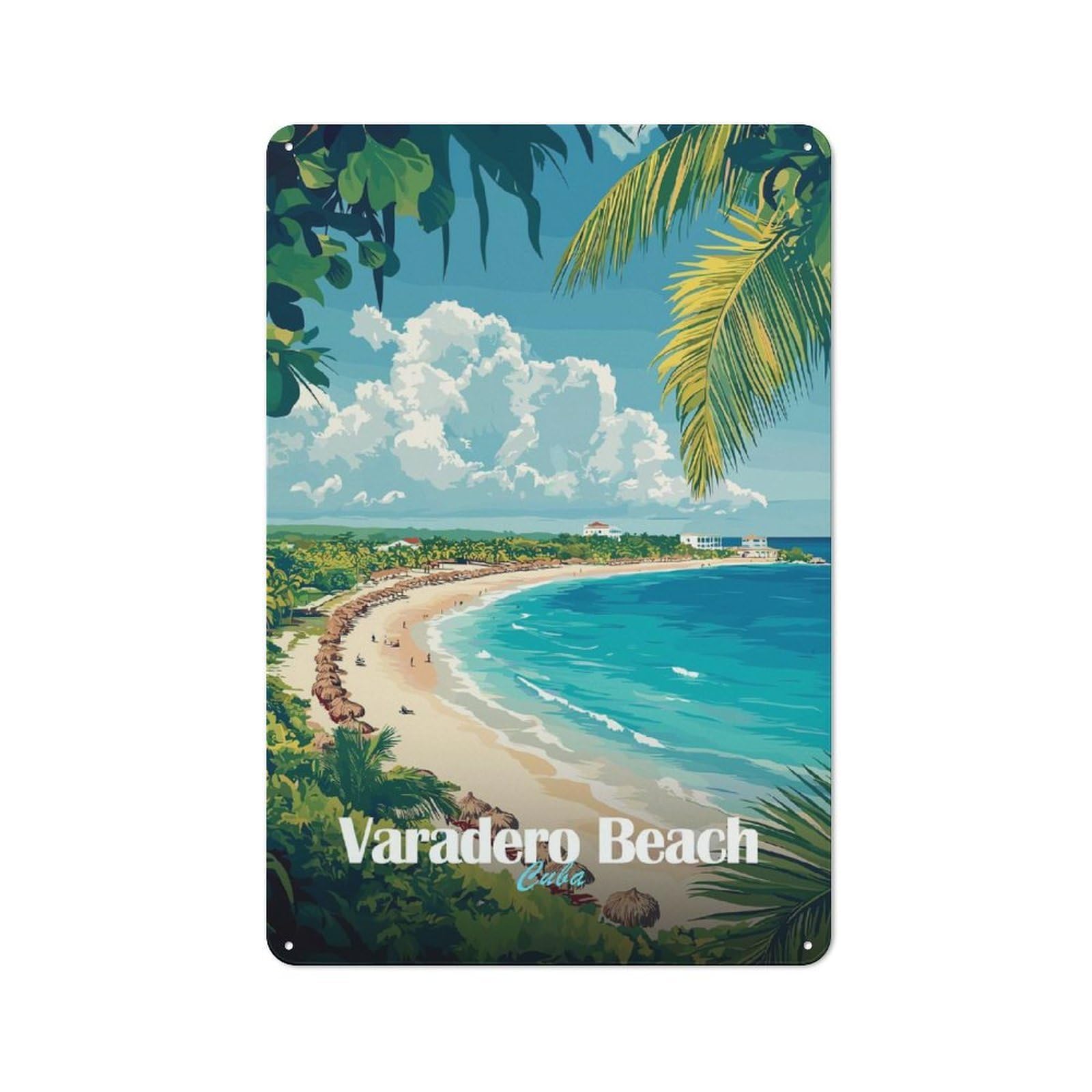Varadero Beach Cuba Decorative Tin Plaque 30x20cm, Decorative Novelty Wall Art for Hallway, Home Bar, Garage Or Study
