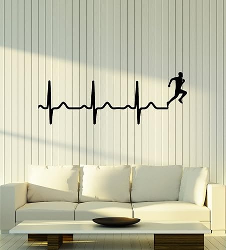 Vinyl Wall Decal Cardiogram Pulse Healthy Running Sport Run Stickers Mural Large Decor (g6971) Black