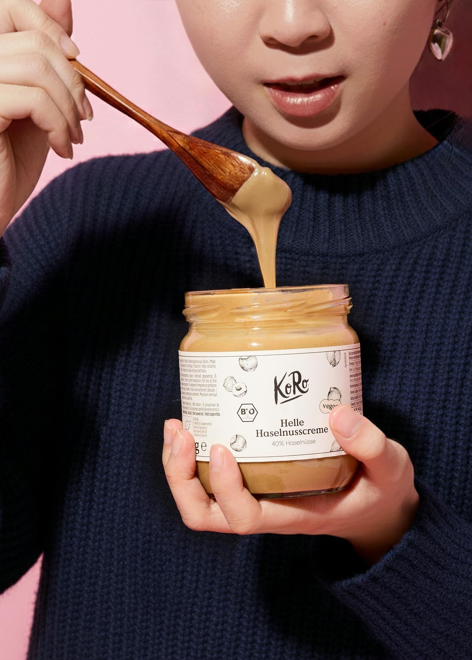 KoRo - Helle Bio Haselnusscreme 6 x 400 g- 40% italienische Haselnüsse - Vegan - Ohne Palmöl