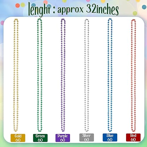 Miniatura 9 de Henoyso 240 collares de cuentas de orgullo a granel de 32 pulgadas, 0.236 in, collares de cuentas de arco iris para el mes del orgullo LGBT, desfile