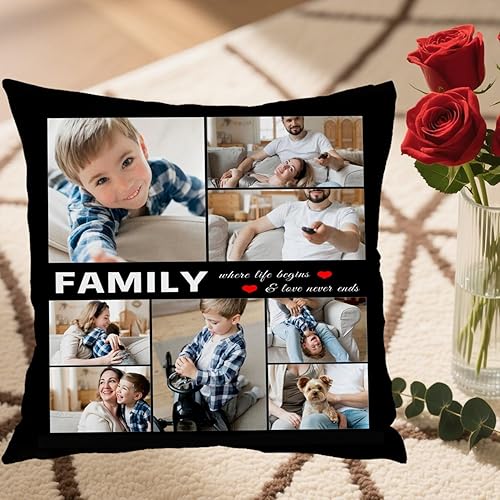 Best Mom Ever Custom Pillows with Picture Personalized Photo Collage Throw Pillow Cover Case with Photos Pictures Kids Family Couple Valentines Day