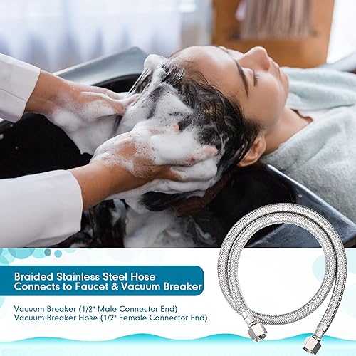 Miniatura 5 de Kit de interruptor de vacío para champú, tazón de tazón, grifo de salón de belleza, piezas de fregadero de champú para repuesto (8 piezas)