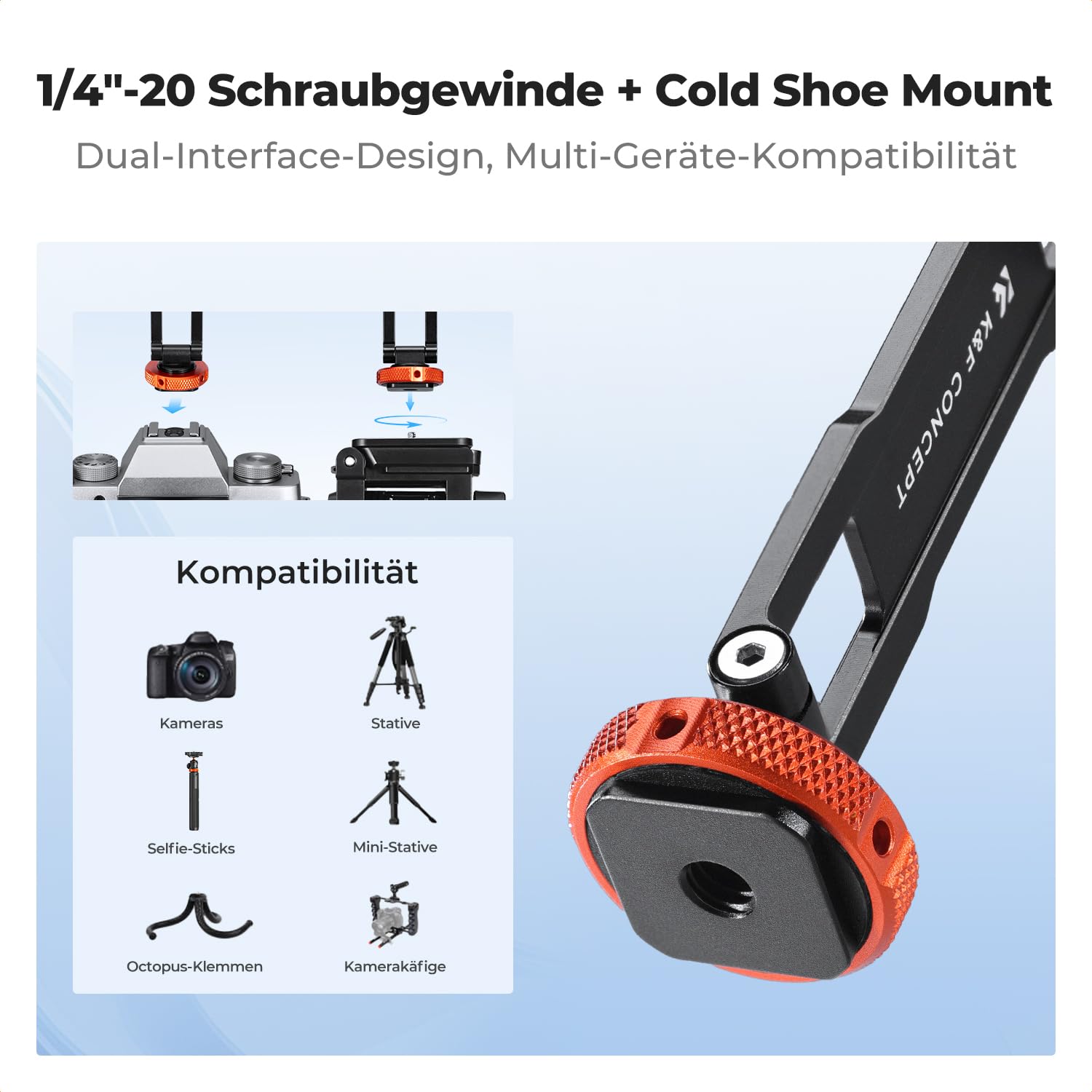 K&F CONCEPT MS-61 Magnetiche Handyhalterung Stativ Handystativ aus Metall Stativadapter, Zubehör für Tripod Selfie Stick Smartphone Handyhalter kompatibel mit iPhone 17/Air/16/15/14/13 Serie