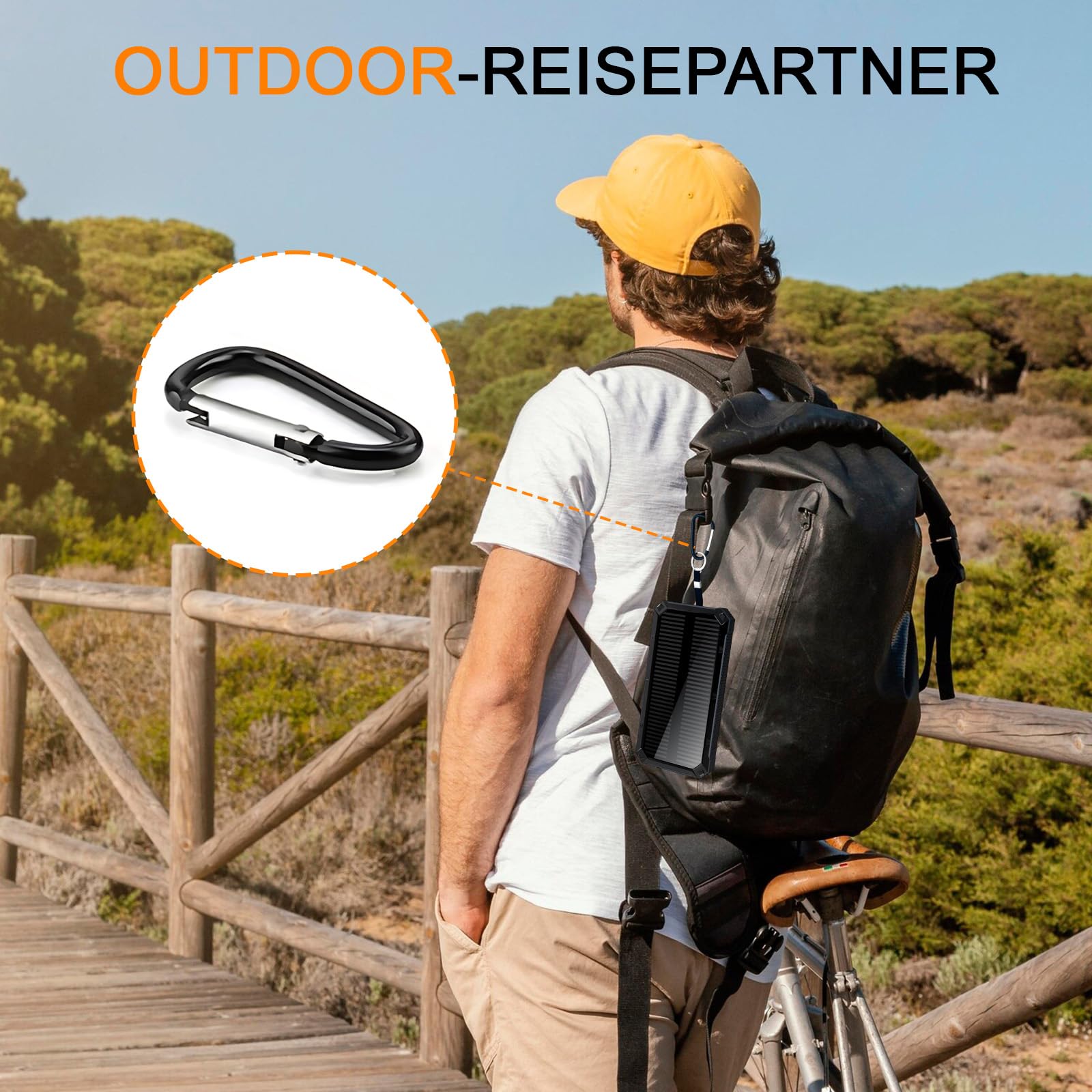 Solar Power Bank 20000mAh,Wasserdichtes Tragbares Powerbank Solarpanel mit 2 USB-Anschlüssen 1 Typ-C Port für Smartphones, Tablets und mehr,LED Licht Solarladegerät