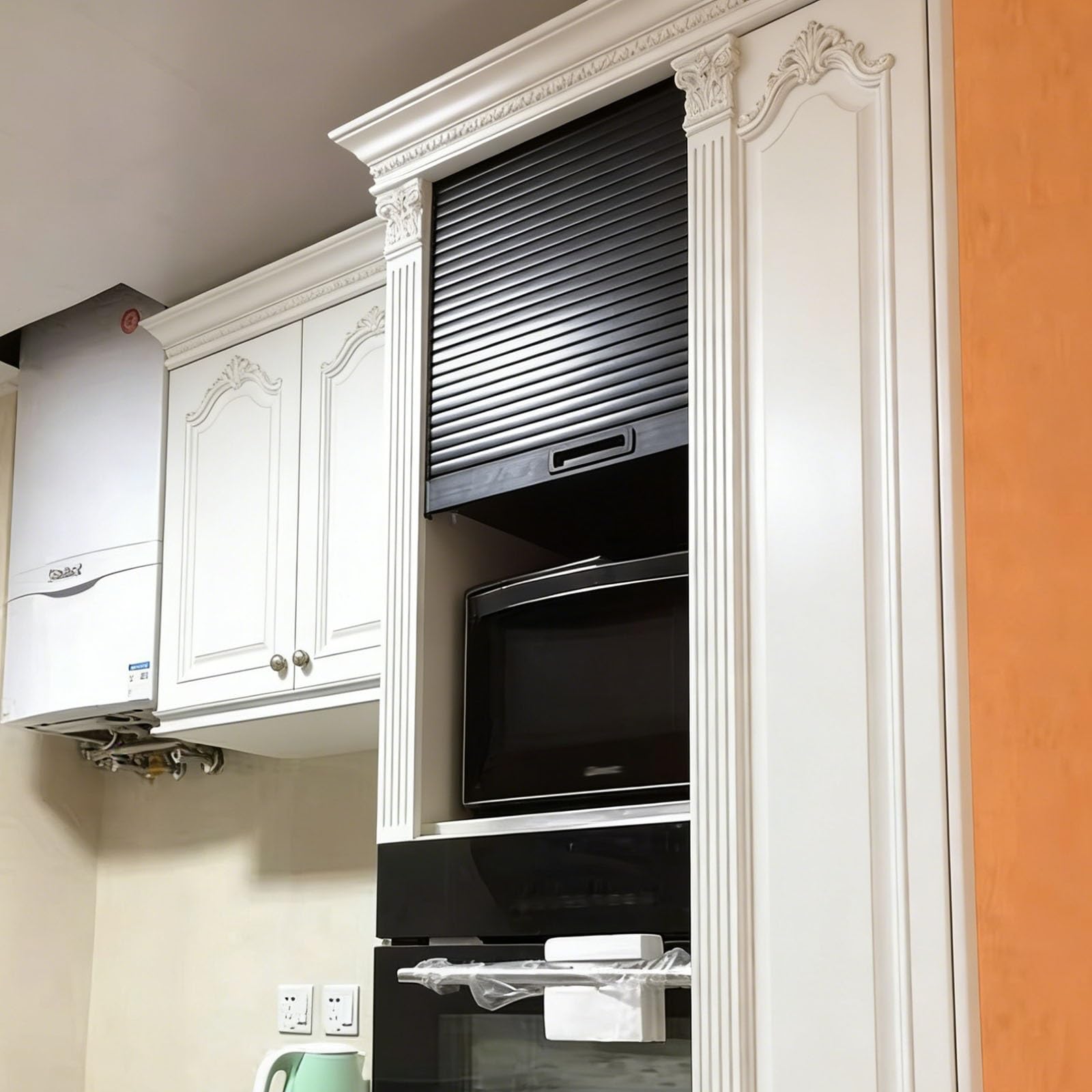 Portes pliantes Kit de porte à rideau durable avec rail, portes coulissantes à enroulement pour bureau/cuisine/buanderie, porte rétractable personnalisable en taille et couleur