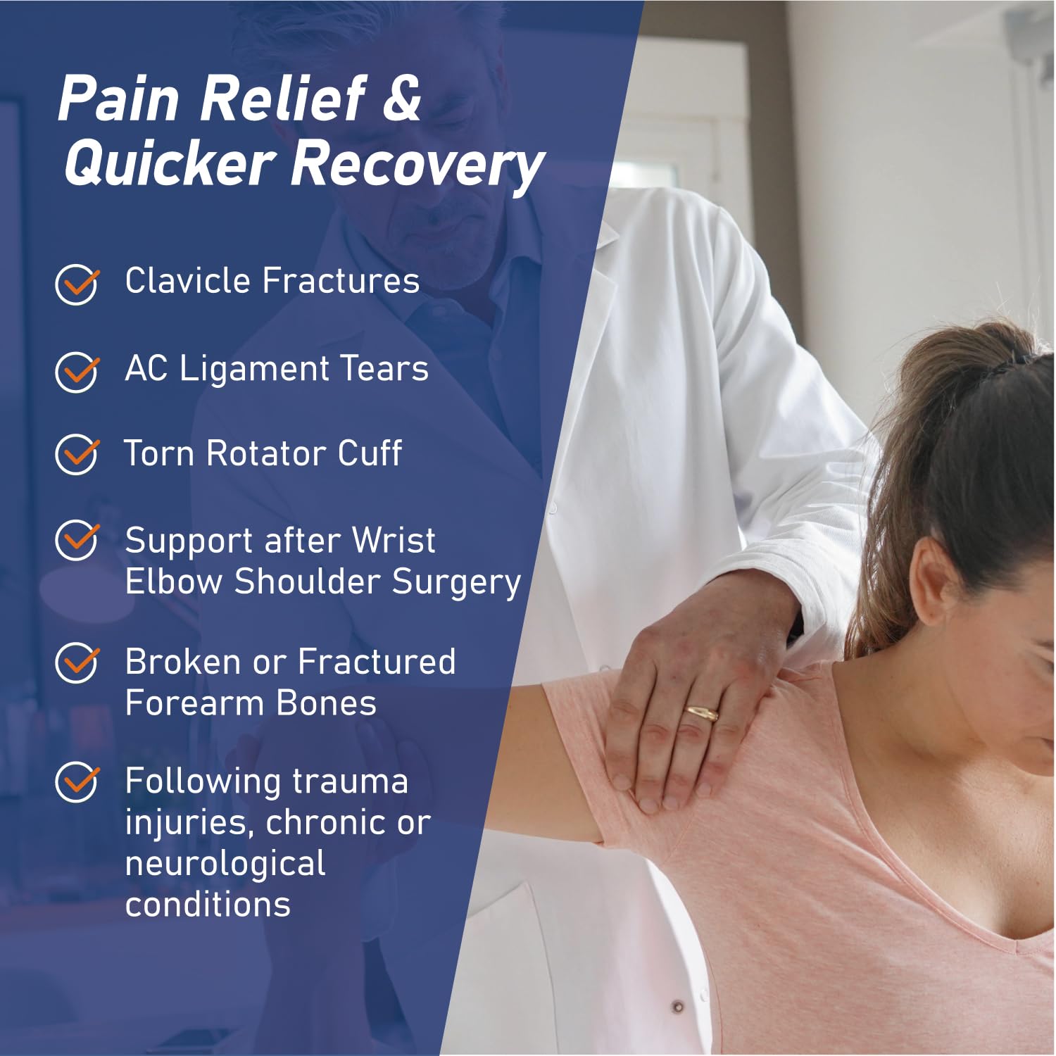 Comforband Duluxe Shoulder Immobilizer Arm Sling – Medical Sling with Adjustable Shoulder and Waist Straps for Torn Rotator Cuff, Shoulder, Clavical, Elbow, Forearm Injury (Medium)