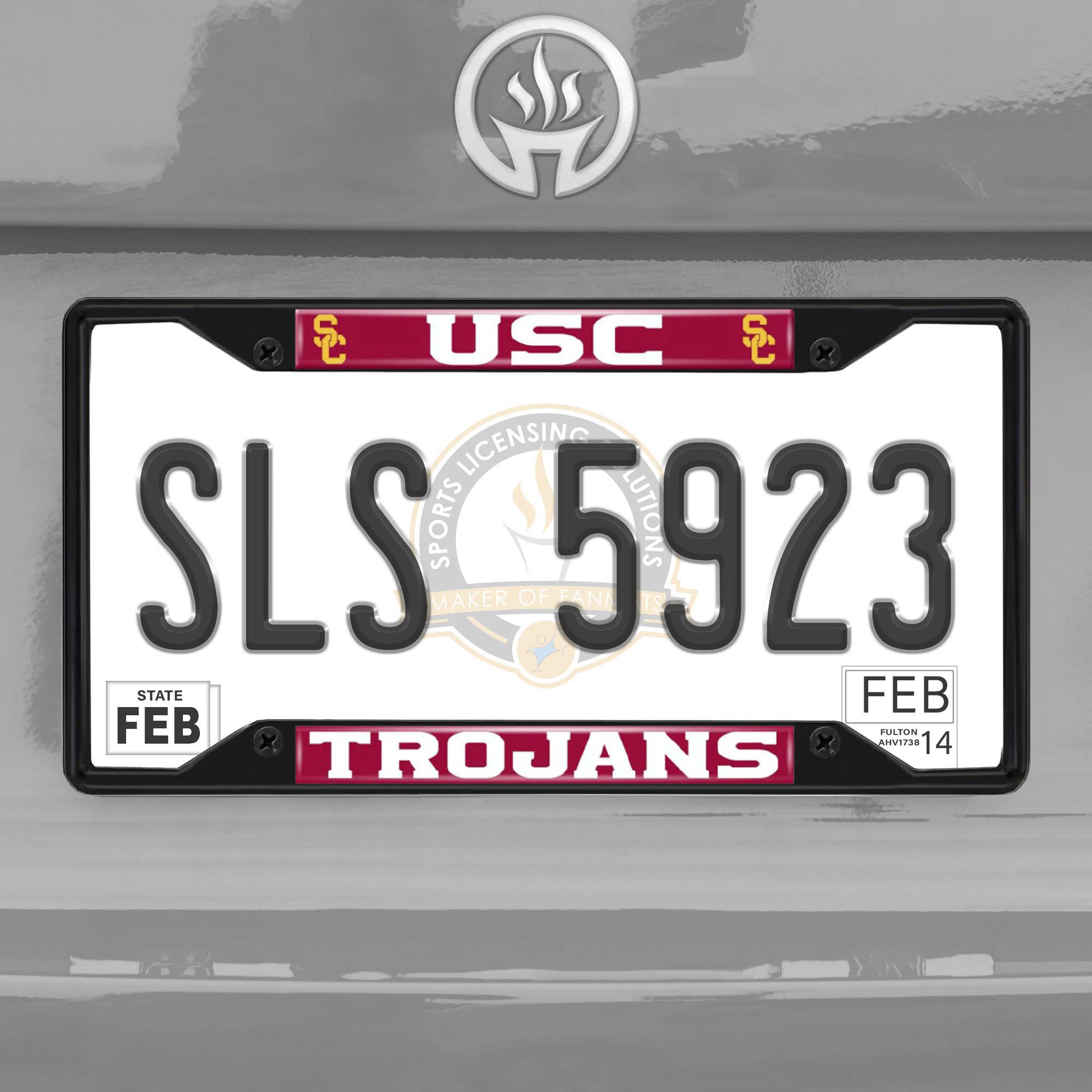 FANMATS 31281 Southern California Trojans Metalowa ramka tablicy rejestracyjnej czarne wykończenie