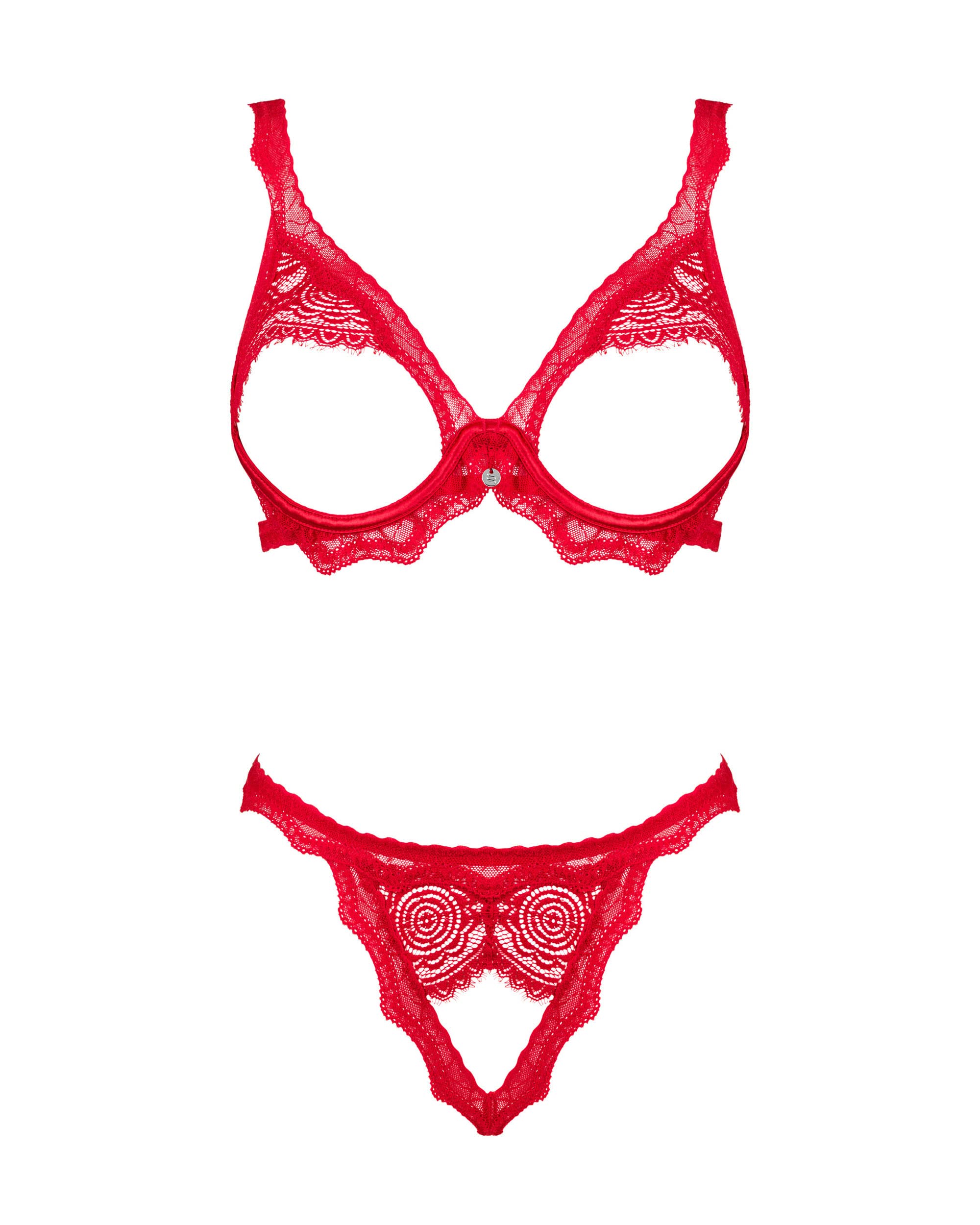 Selente Love & Fun Intrigante Completo Intimo a 3 o 4 Pezzi: Reggiseno, (Reggicalze), Tanga ed Esclusiva Benda per Occhi in Raso. Made in EU.