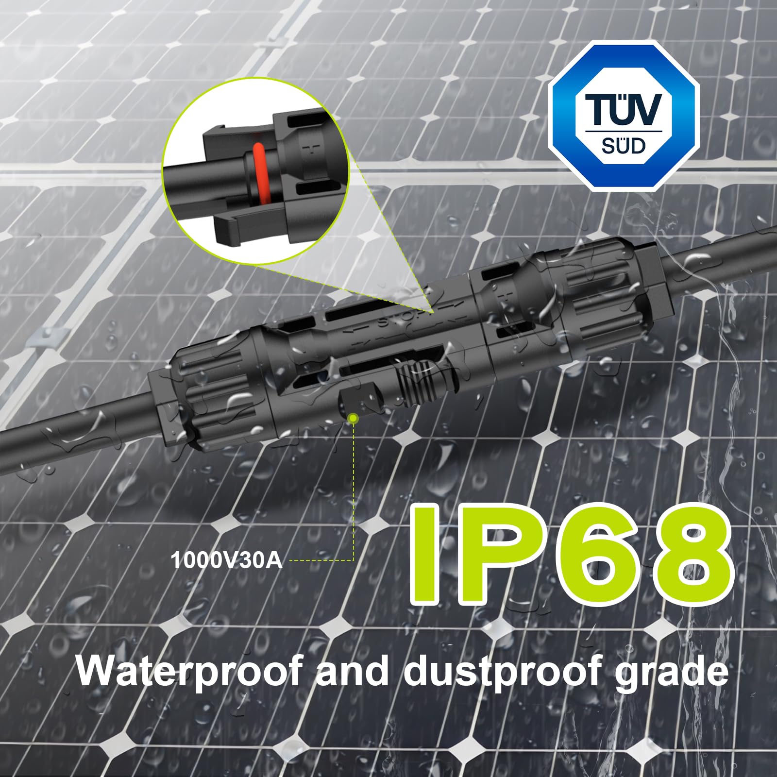 Paquete de 2 conectores solares para paneles solares 2-3-4-6-8, conectores de paneles solares sin herramientas de 10 AWG, divisor de panel solar impermeable, adaptador paralelo de rama de 2 a