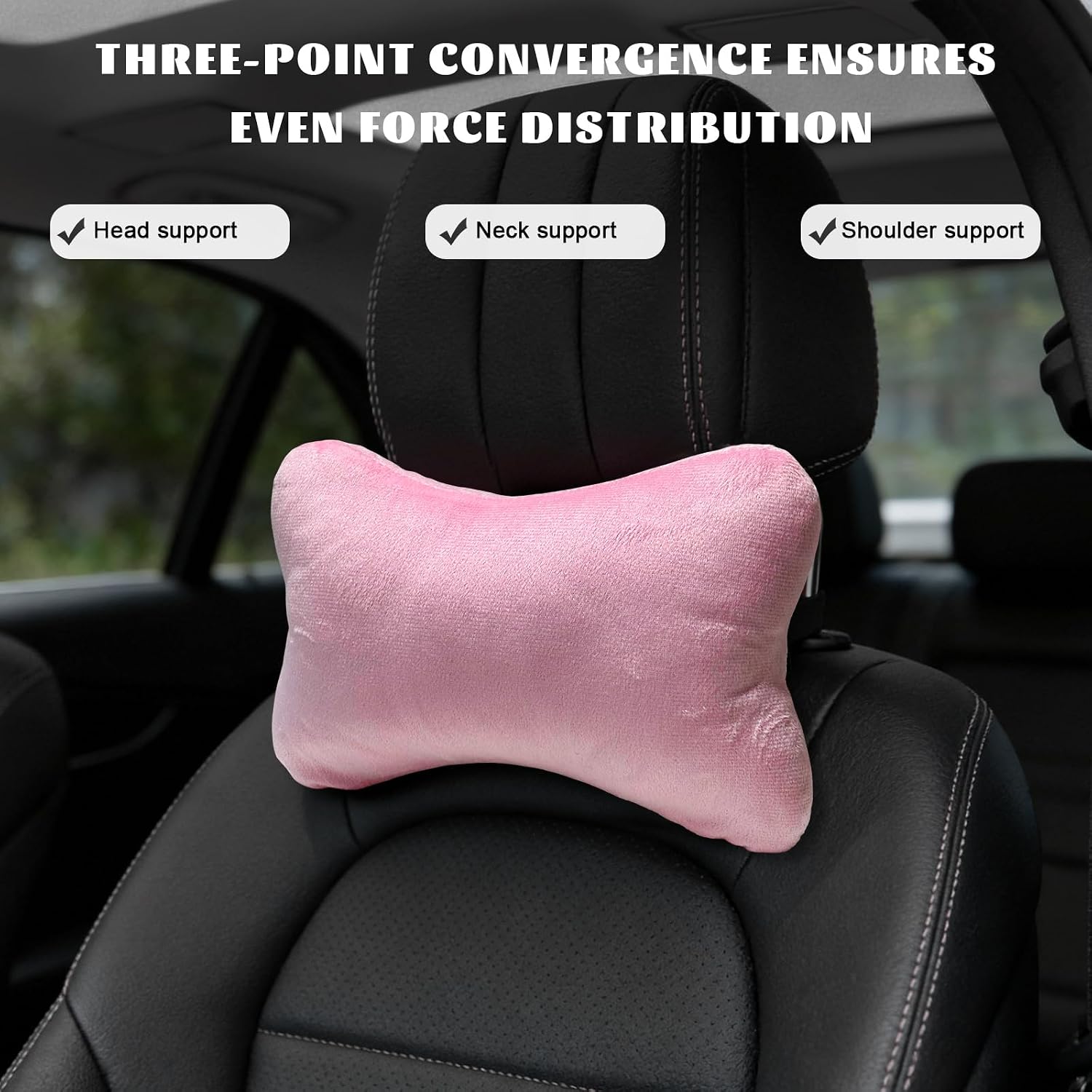 2 PCS Car Headrest Pillow, Ergonomic Auto Neck Pillow with Adjustable Strap for Relieving Driving Fatigue, Breathable & Comfortable Neck Cushion for Cars SUVs Trucks (Pink) image 4