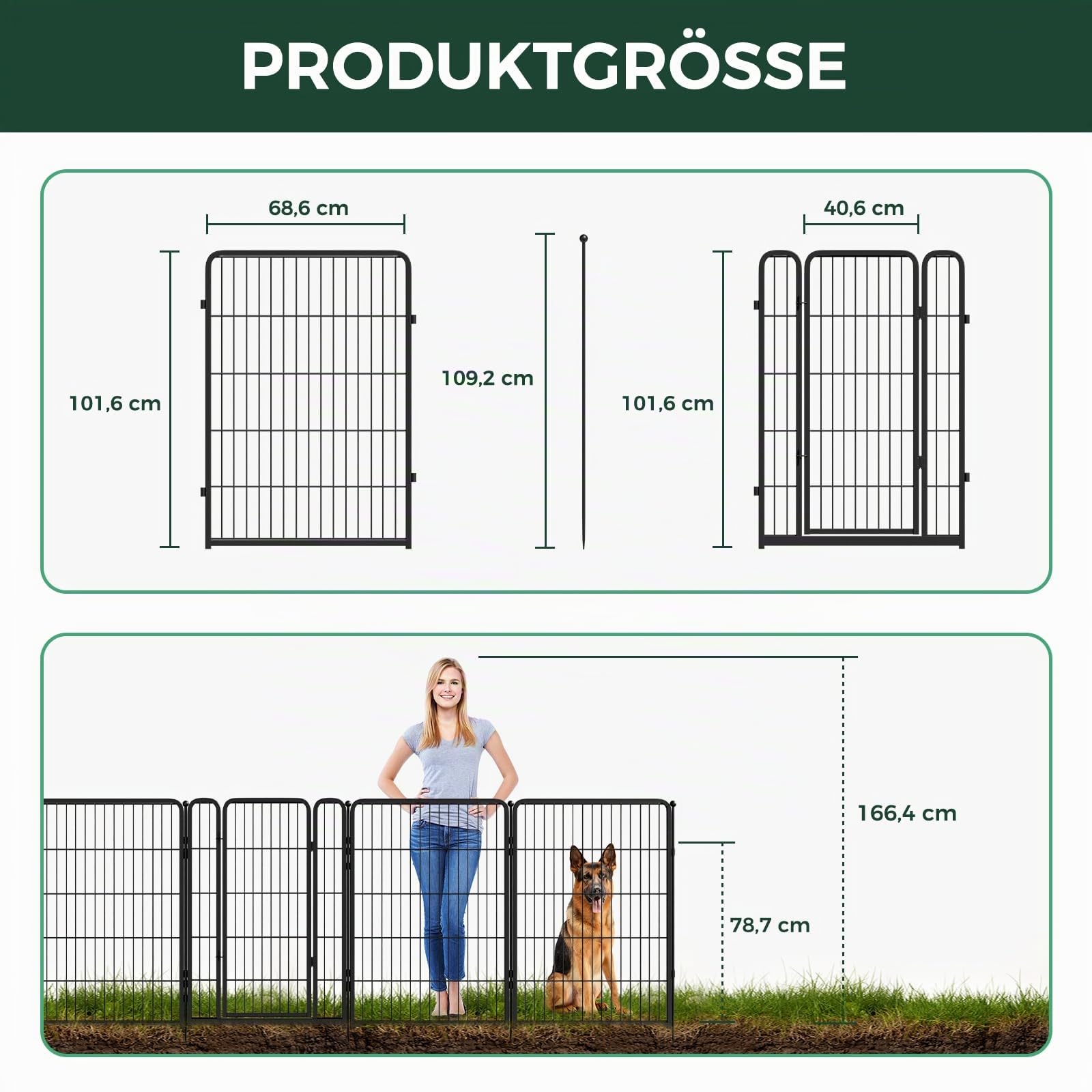 FXW No-Dig Gartenzaun für Hunde, 100 cm x 5,6 m, 8-teilig | Robuste Metallbarriere, Hundefreundlicher Garten, Schutz für Blumenbeete, Flexible Form, Dekorativ