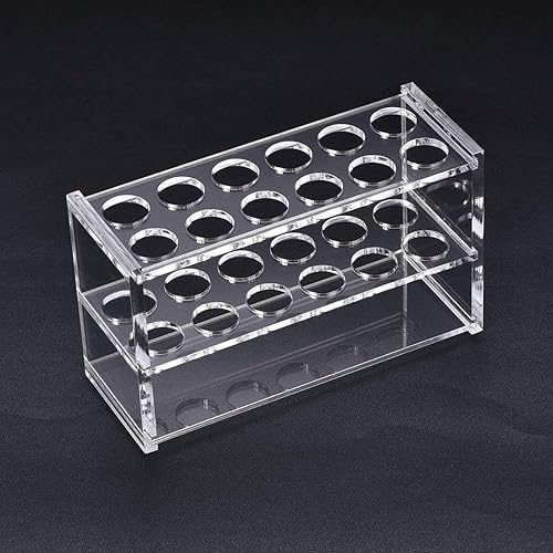 Miniatura 5 de uxcell Soporte de tubo de ensayo acrílico Soporte de laboratorio 2x6 pozos para tubos de centrífuga de 0.3 fl oz transparente