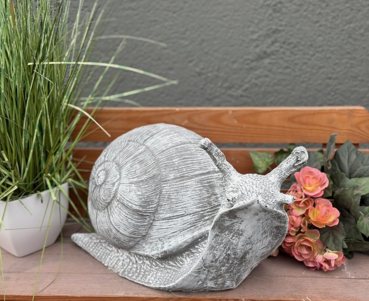 stoneandstyle Steinfigur große Schnecke, 43 cm Länge, frostfest, massiv, 18,4 kg