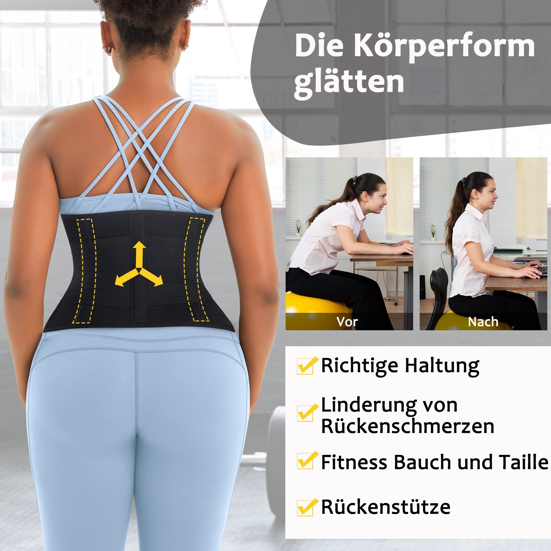 Junlan Bauchweggürtel Korsett Damen Bauchweg Schwitzgürtel Zum Waist Trainer Damen Neopren Gürtel Sauna Fitness