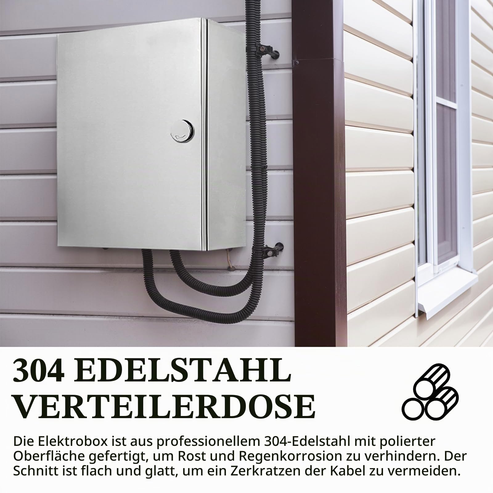 Edelstahl Schaltschrankl, Wetterfester Schaltkasten 304 Edelstahl Wandmontiert Elektroverteiler Hausanschlusskasten Metall-Anschlusskasten Isoliermontageplatte mit Schloss (40x30x16)