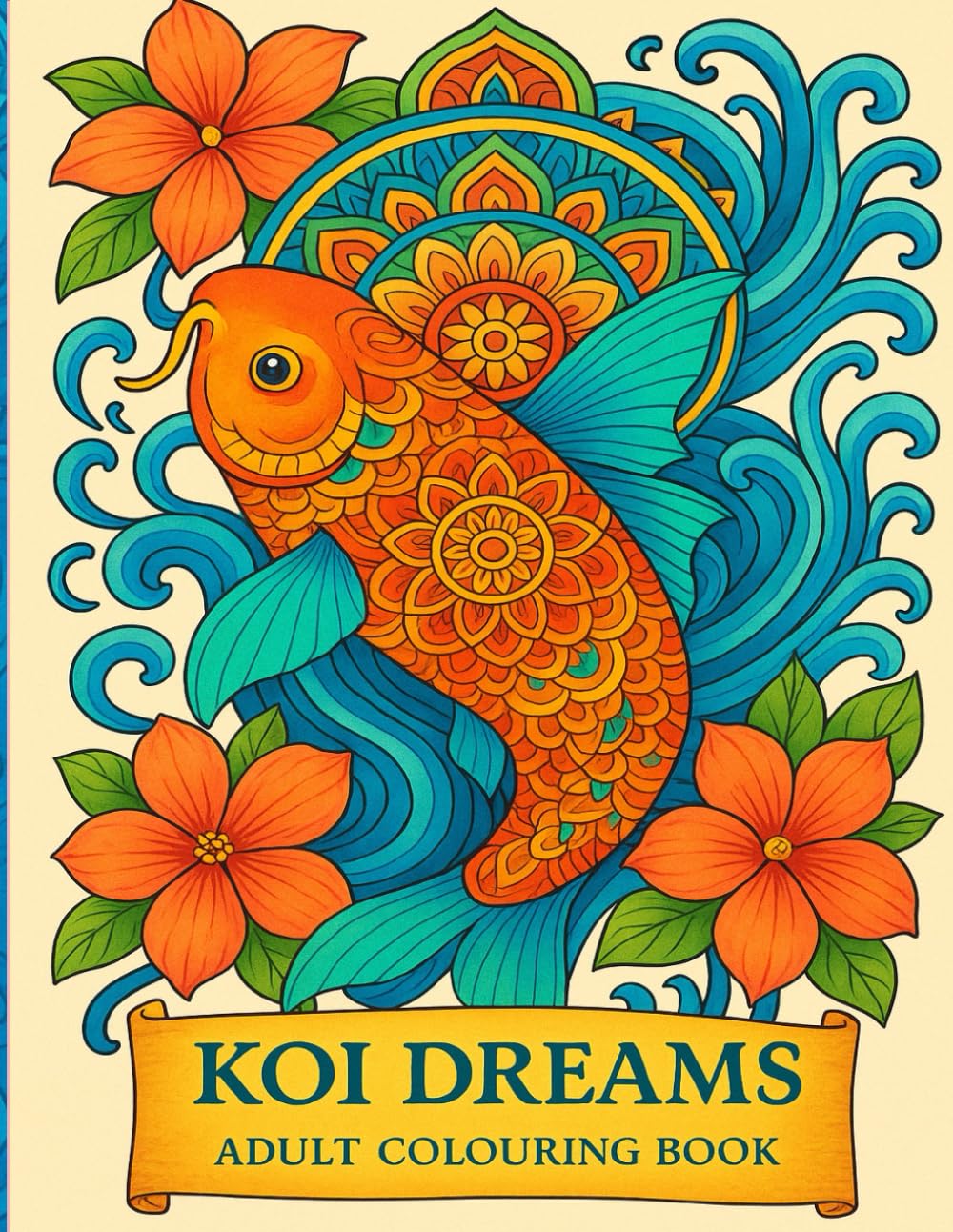 Koi Dreams: Adult Coloring Book | Featuring Beautiful Koi Fish & Mandala Designs for Relaxation