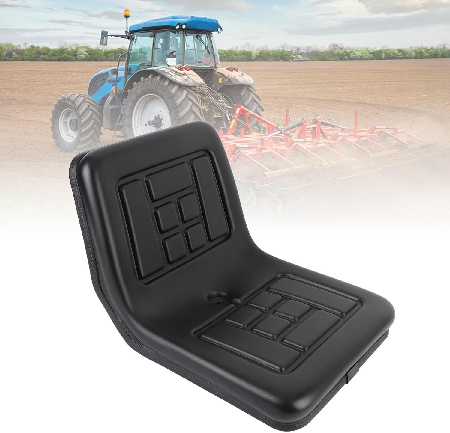Eujgoov Universal Tractor Seat, PU Leather Construction with Comfortable Contoured Design and Adjustable Back, for Tractors Harvesting Machines Agricultural Machinery