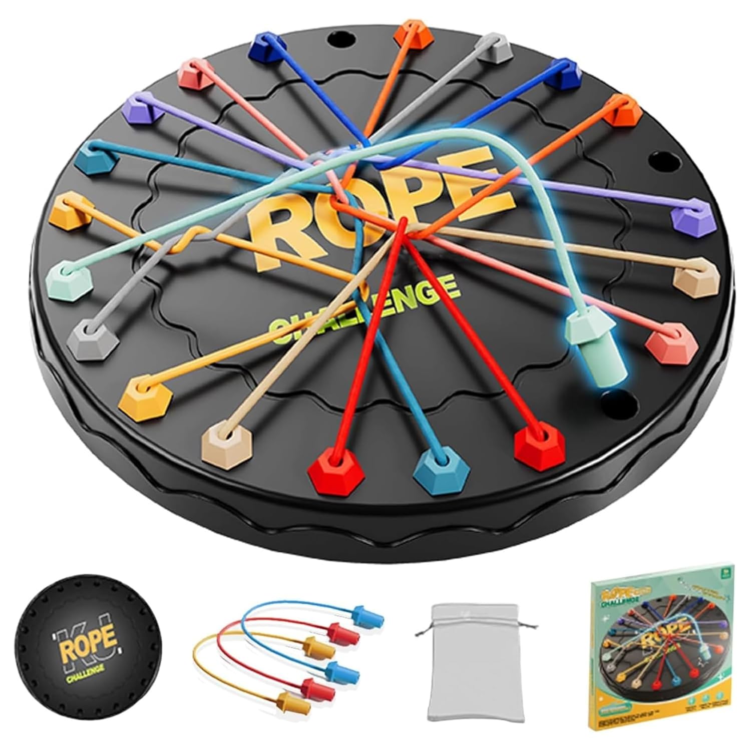 Rope Untangling Puzzle Game,Twisted Rope Puzzle for Kids & Adults,Family Travel Party Games with Multi-Level Challenges, Educational Strategy Board Game for Parties