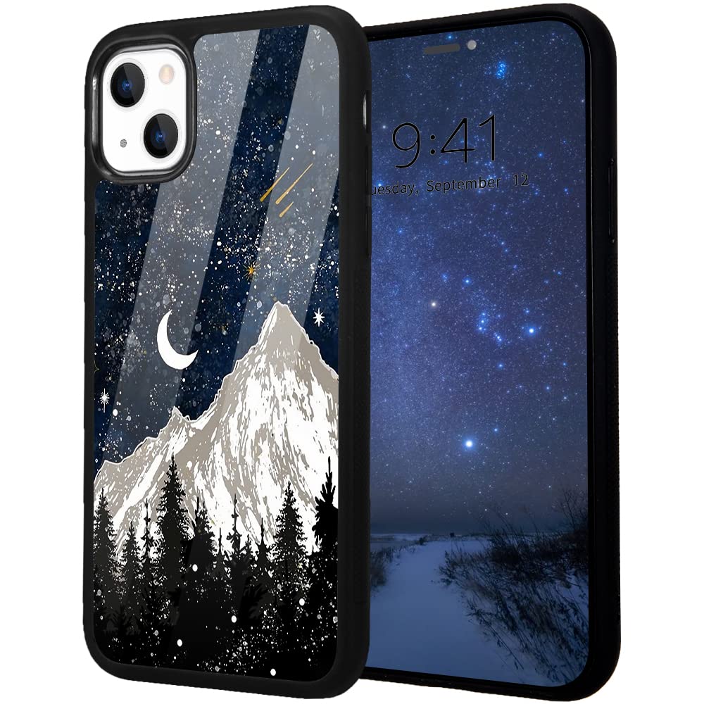 Idocolors Mountain Phone Case for iPhone 7/8/SE 2020,Moon Star Sky Pattern Protective Case Shockproof Dustproof Soft TPU Bumper Scratch Resistant Case