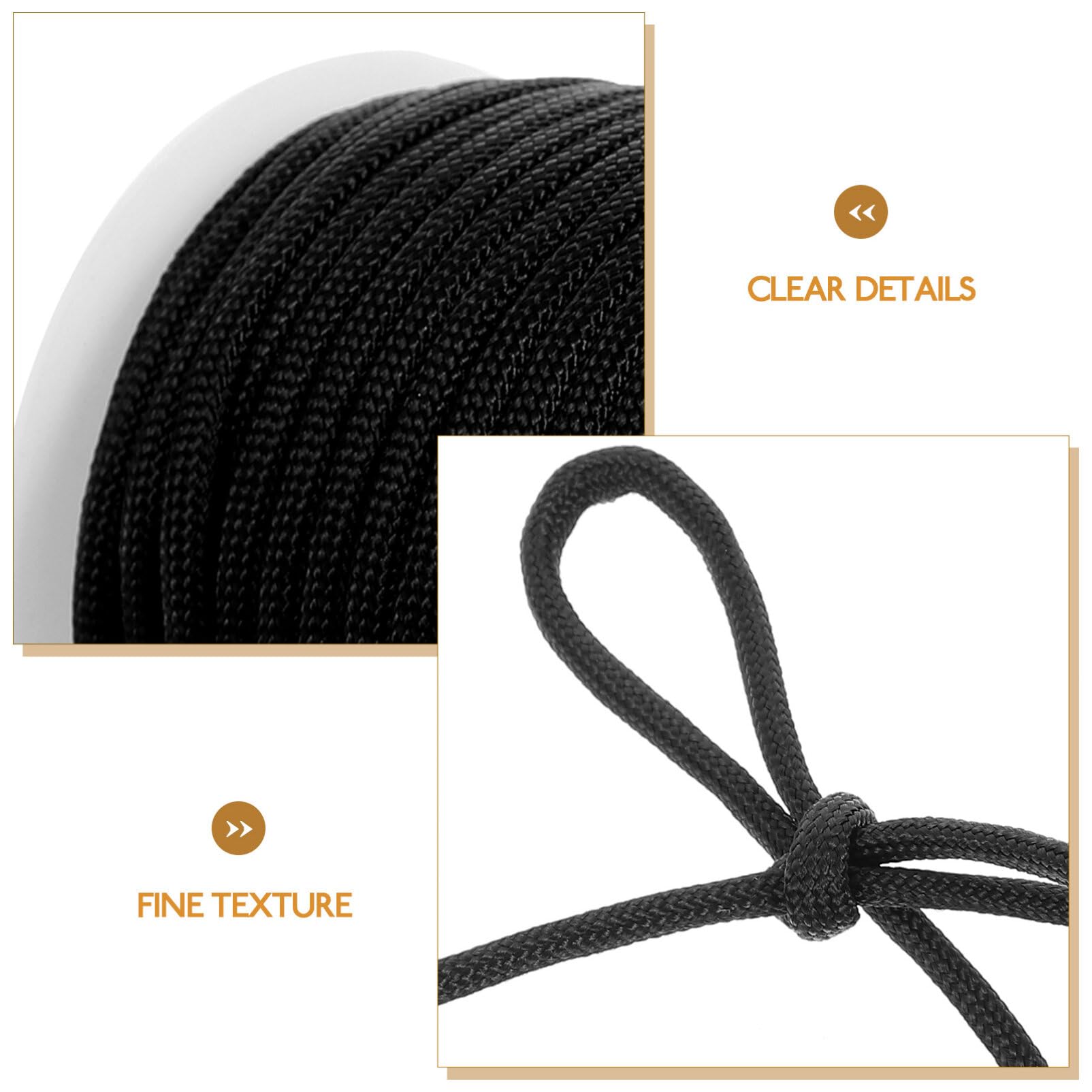 Uonlytech Extension Ladder Rope Replacement, Polypropylene, Black, 1218.30 Inches, For Camping, Hiking, Climbing, Securing Tents, Traveling