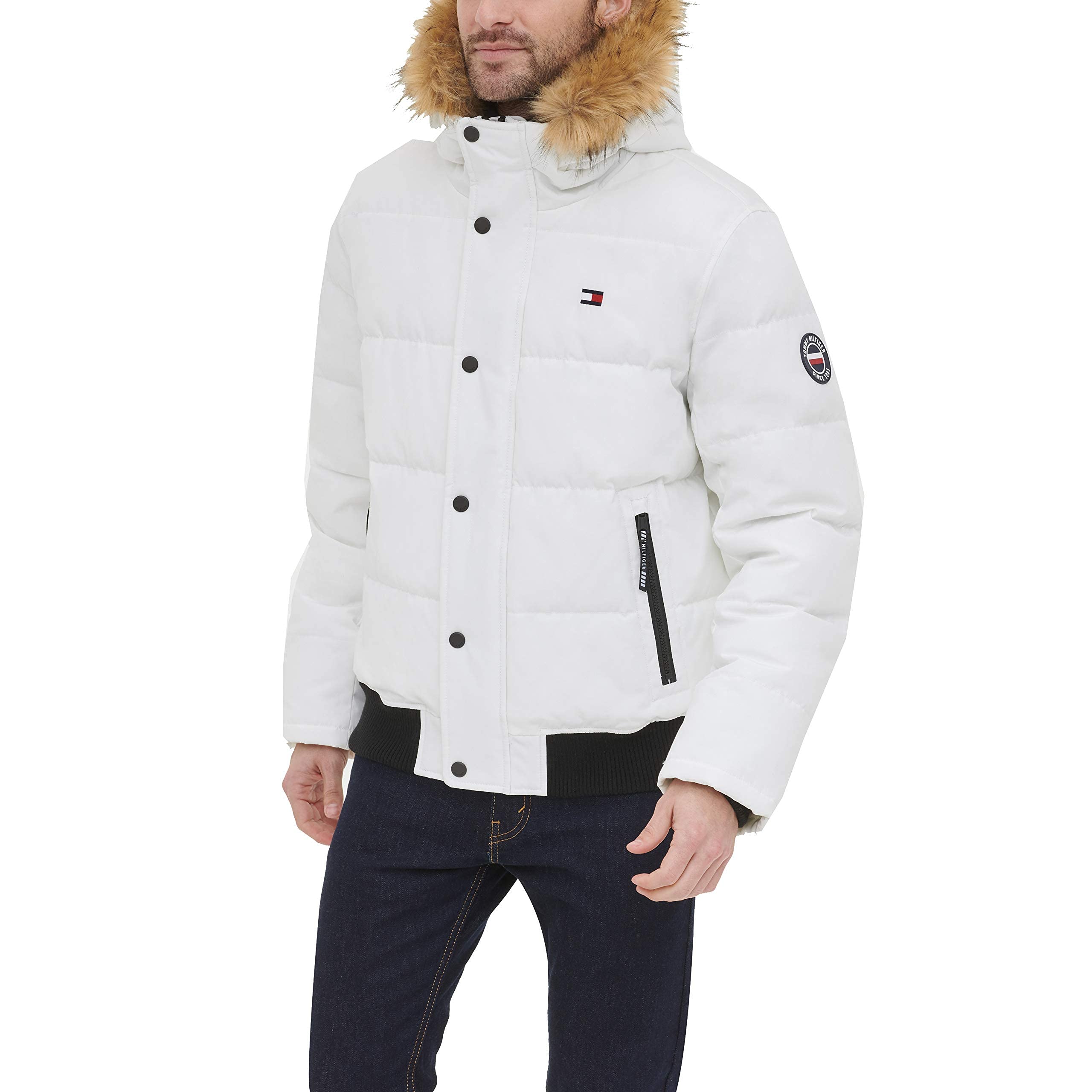Tommy Hilfiger Chaqueta Bomber Acolchada de Tela Ártica con Cierre Frontal A Presión Snorkel Hombre (Pack de 1)