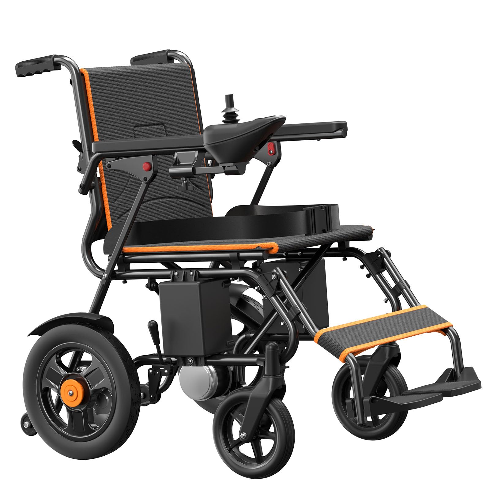 Electric Wheelchair for Adults, Foldabale Motorized Wheelchair, Intelligent Power Wheelchair with Dual Motors, 15miles Range, All Terrain Electric Wheelchair for Seniors (Orange)