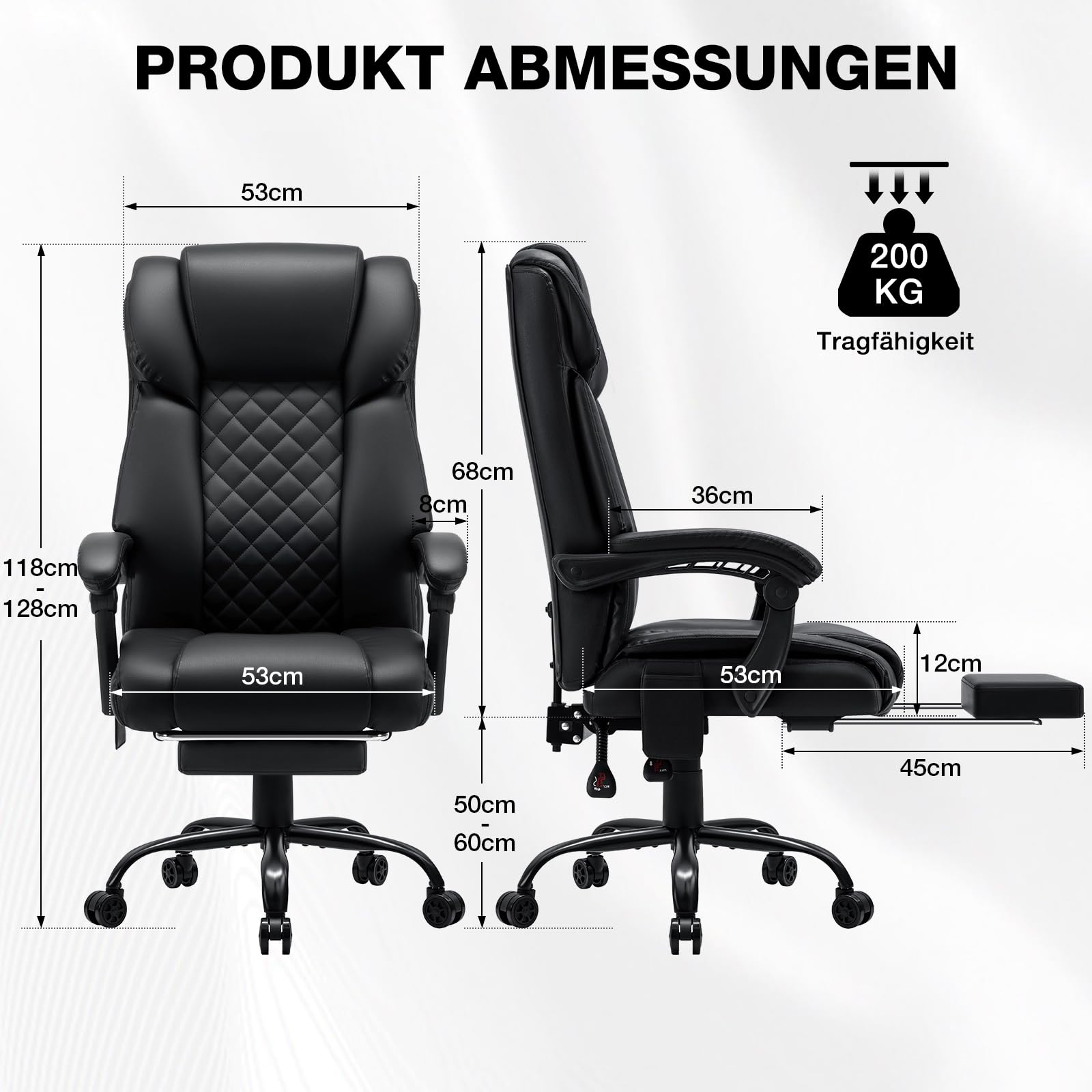 HOFFREE Ergonomisch Bürostuhl mit Massagefunktion und Heizfunktion Chefsessel Leder mit Fußstütze, Höhenverstellbar, Verstellbare Rückenlehne, Massagesessel für Büro & Home Office, Schwarz