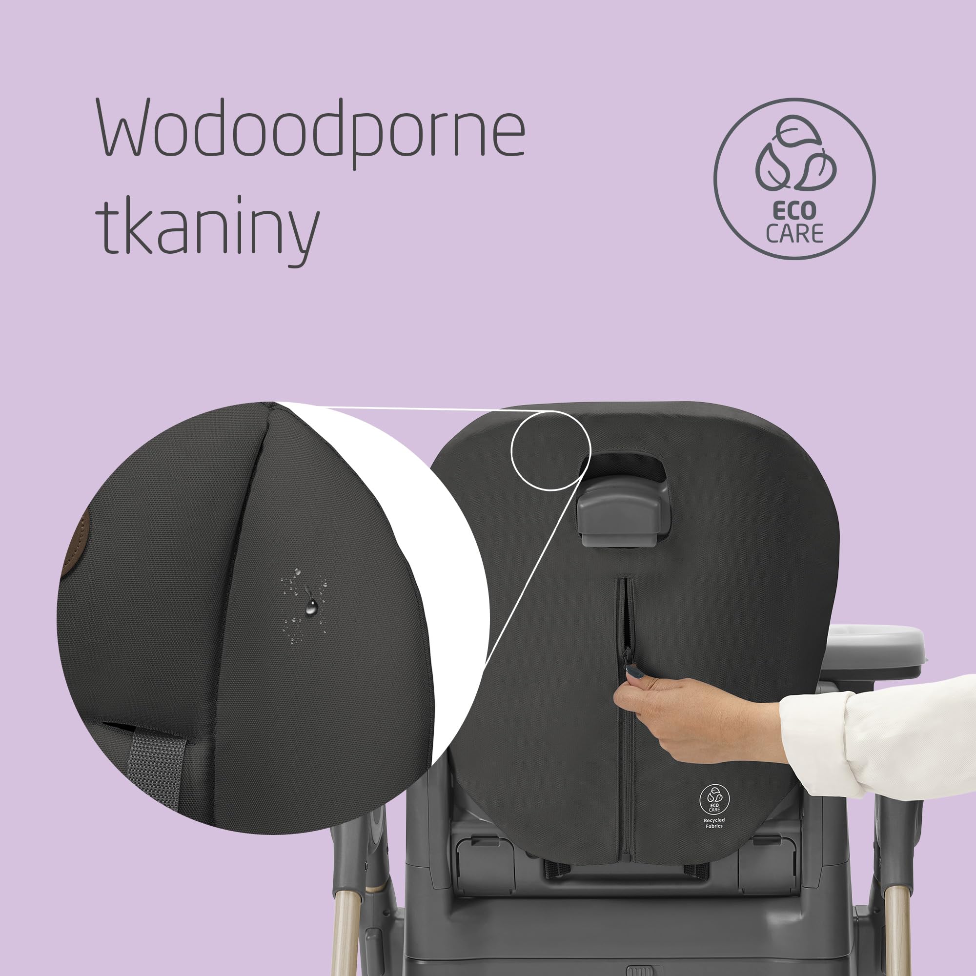 Maxi-Cosi Minla Krzesełka do Karmienia, 0–14 lat, do 60 kg, Wysokie Krzesełko, 9 Wysokości, 5 Pozycji Odchylenia, 4 Pozycje Tacy, Kompaktowe Składanie, Regulowany Podnóżek, Beyond Graphite