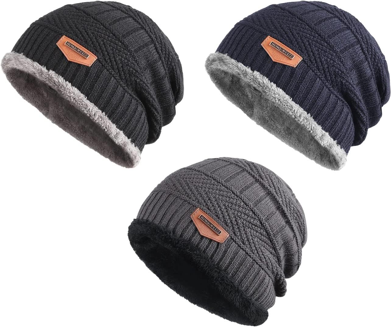 HRIDAYWinter Woolen Cap (Black, Blue, Grey)