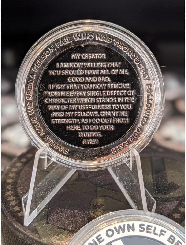 MYRECOVERYSTORE Silver and Black Pirate Alcoholics Anonymous AA Chip w/Coin Capsule AA Yearly Medallion 1-50 Years image 5