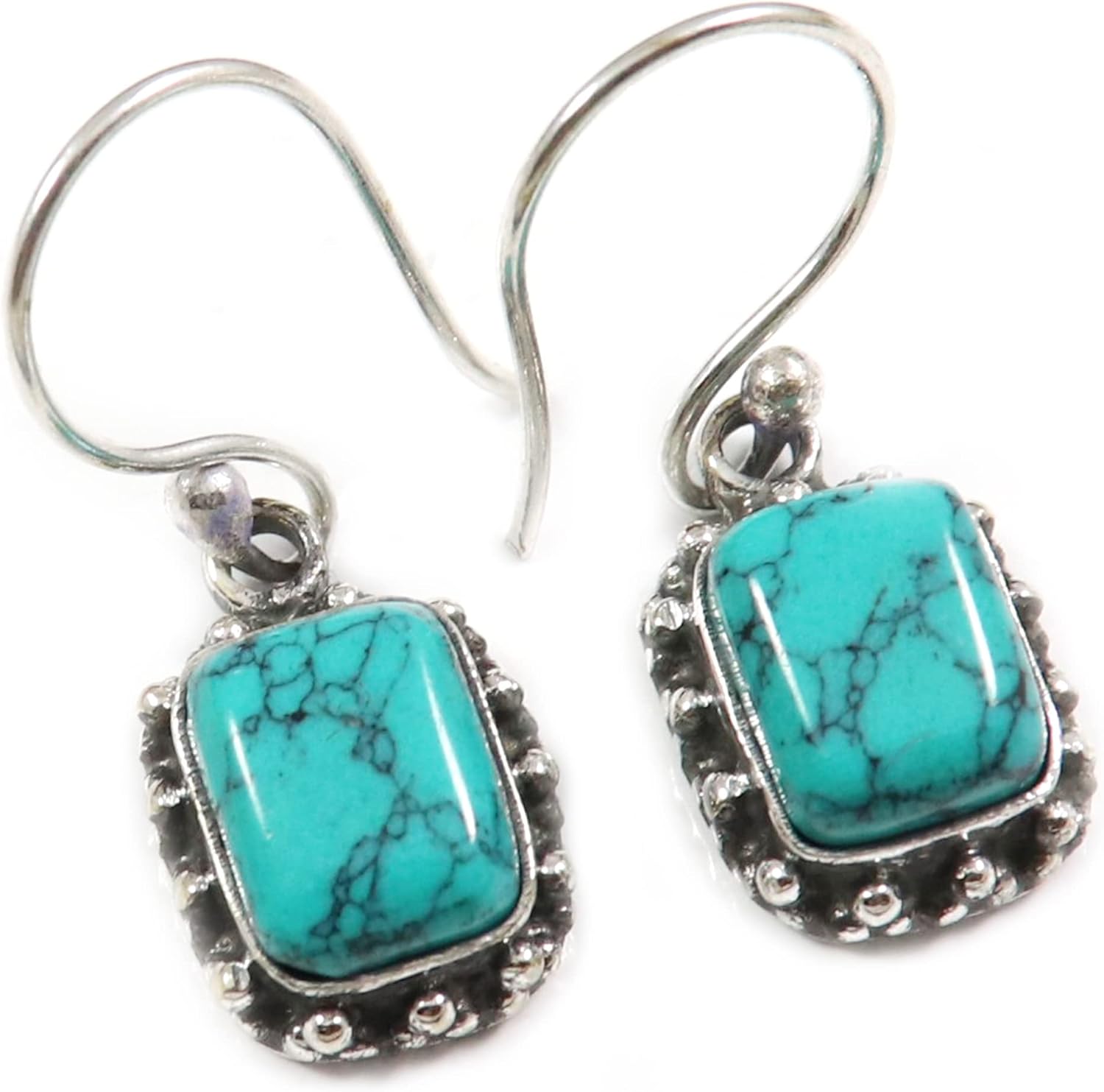 Goyal Exports Turquoise Lab-CreatedGemstone 925 Sterling Silver Drop/Dangle Earring Jewlery SEG146C