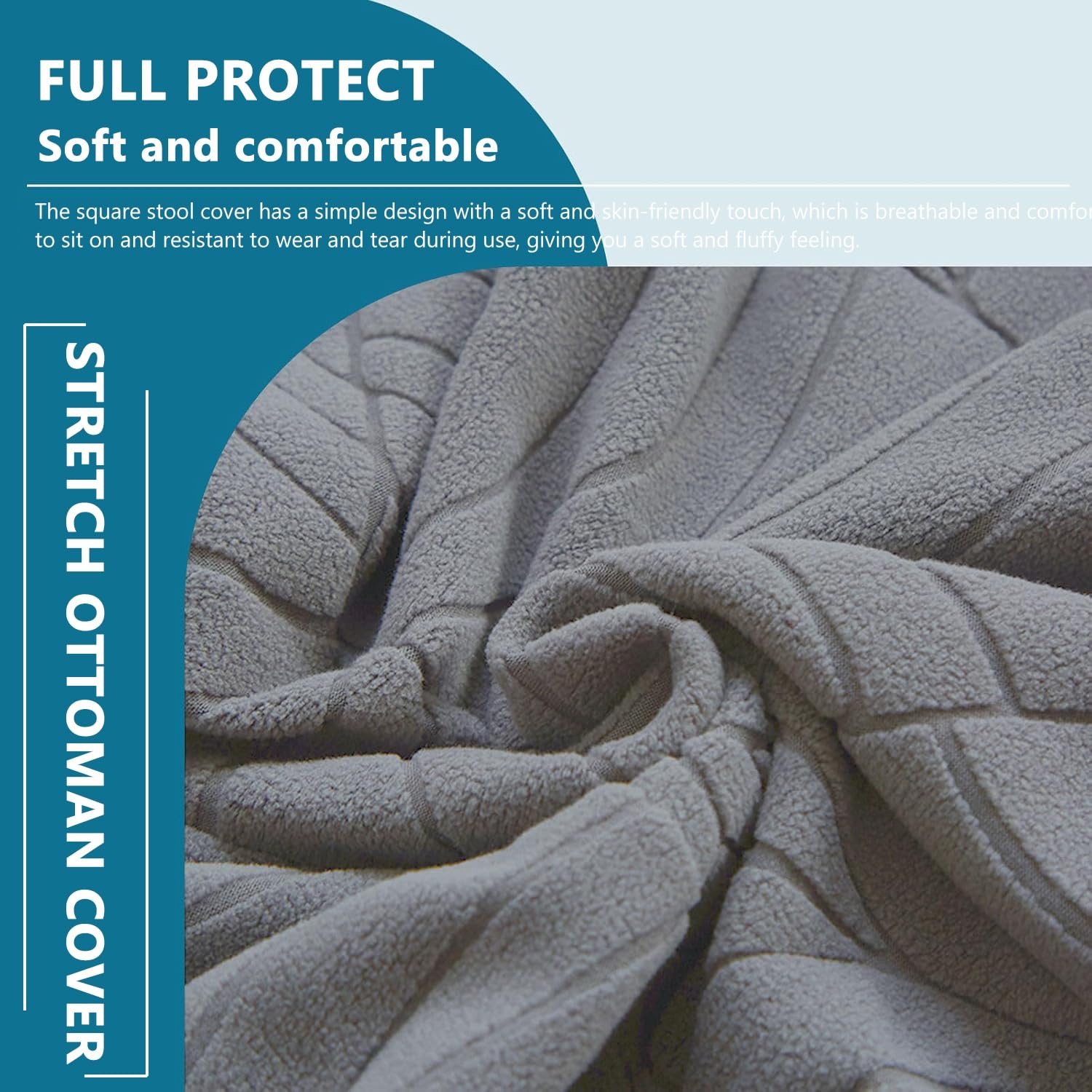 Copri Pouf Quadrato 40 x 40 Elasticizzato Fodera per Poggiapiedi, Estensibile Fodera per Sgabello Coprisgabello Copri Ottomano Copertura Protettiva per Poggiapiedi(Dark Grey)
