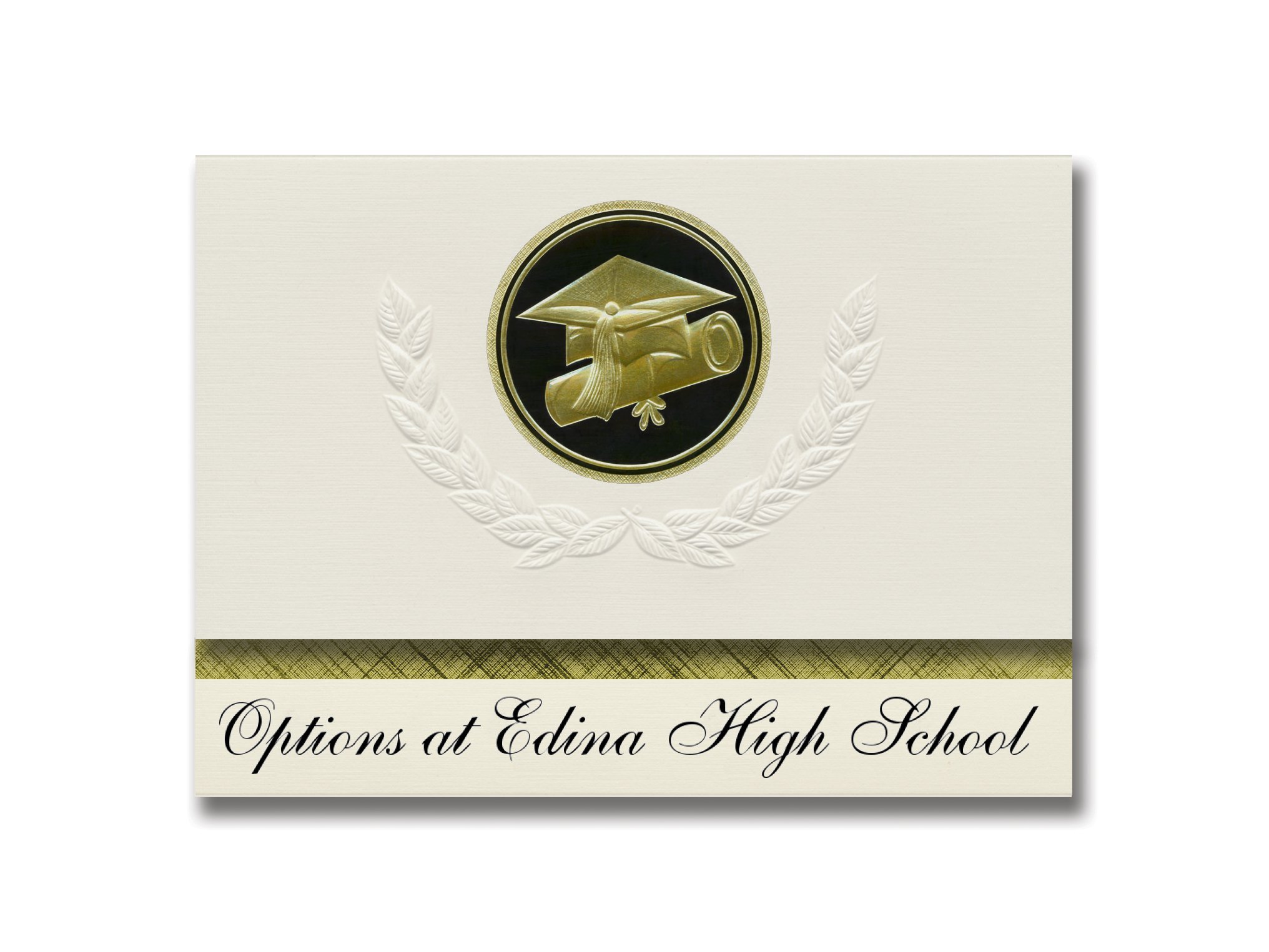 Signature Announcements Options at Edina High School (Edina, MN) Graduation Announcements, Presidential style, Elite package of 25 Cap & Diploma Seal. Black & Gold.