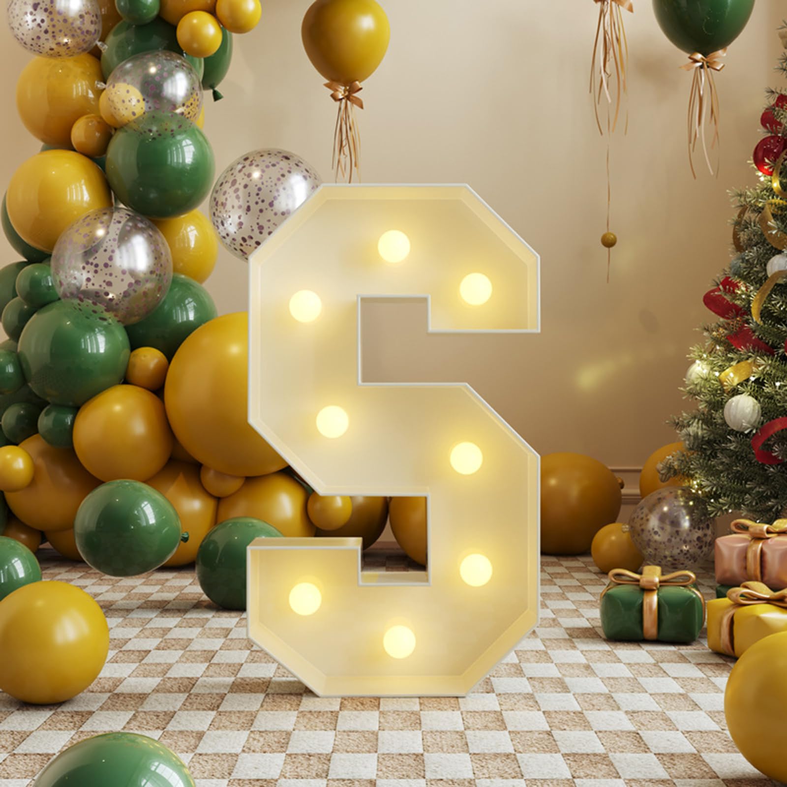 Lettres S à DEL pour chapiteau de 91,5 cm - Grandes lettres lumineuses - Panneau en carton pour fête d'anniversaire, Noël, maison, bar, remise de diplôme, mariage, taille S, 91,5 cm