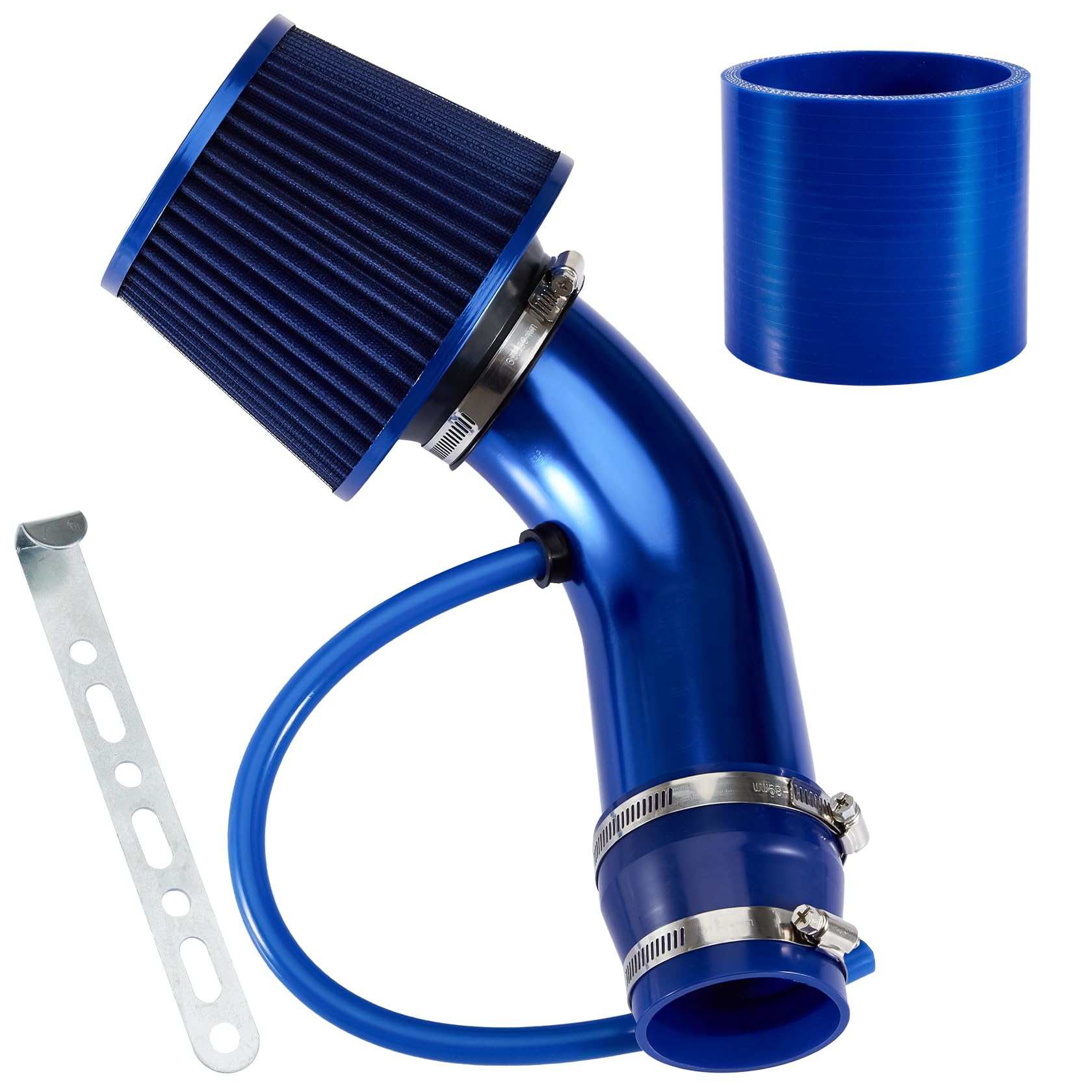 Pindex 3 Inch 76mm High Flow Cold Air Intake Induction Pipe Hose with Air Filter Kit and 2.5" 3" Two Different Silicone Joiner Compatible with Car Motorcycle