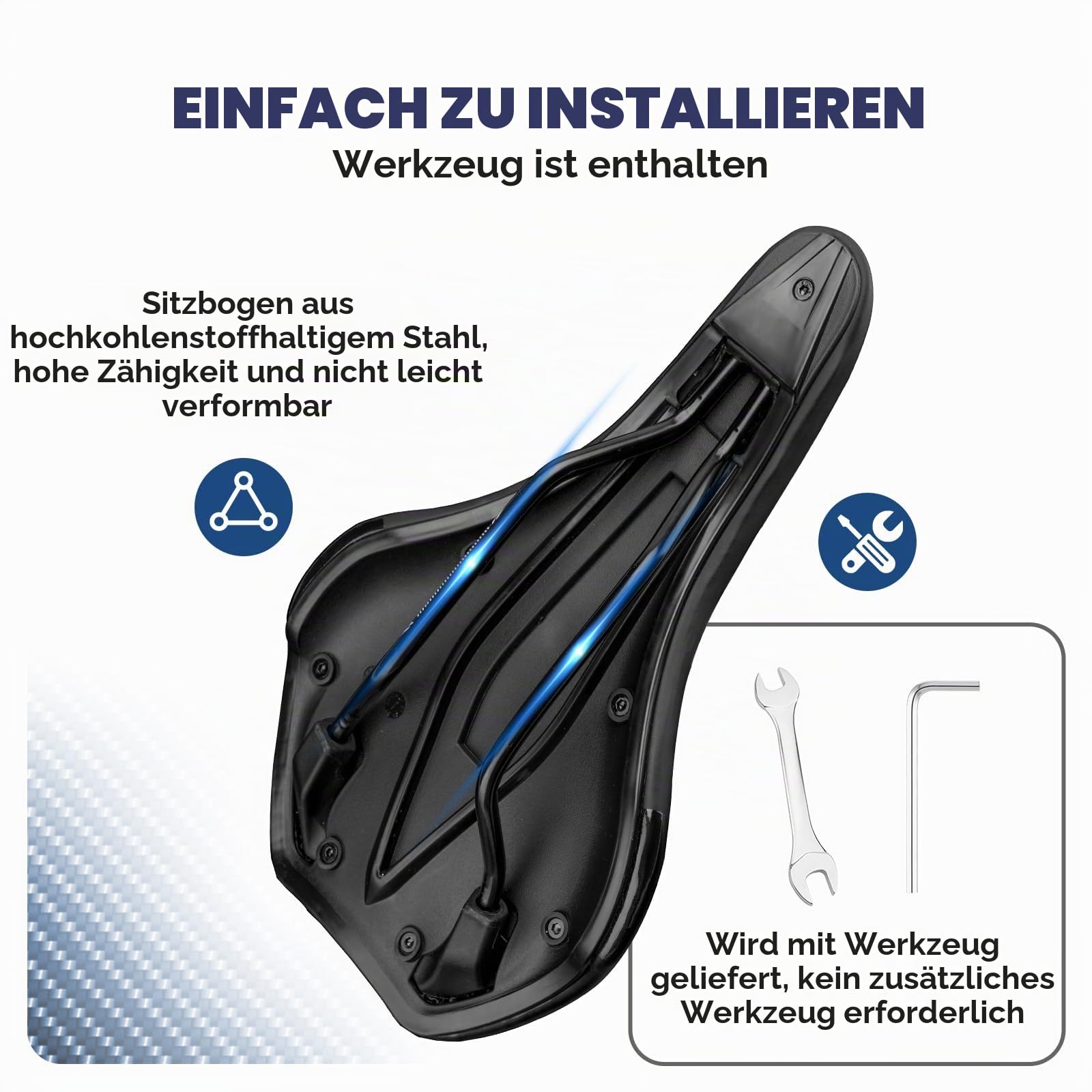 ROCKBROS Fahrradsattel Fahrrad Sattel Komfortabel Gel mit überzug & Schraubenschlüssel für Mountainbike Trekking Rennrad Heimtrainer E-Bike Fahrradsitz 26 * 16cm