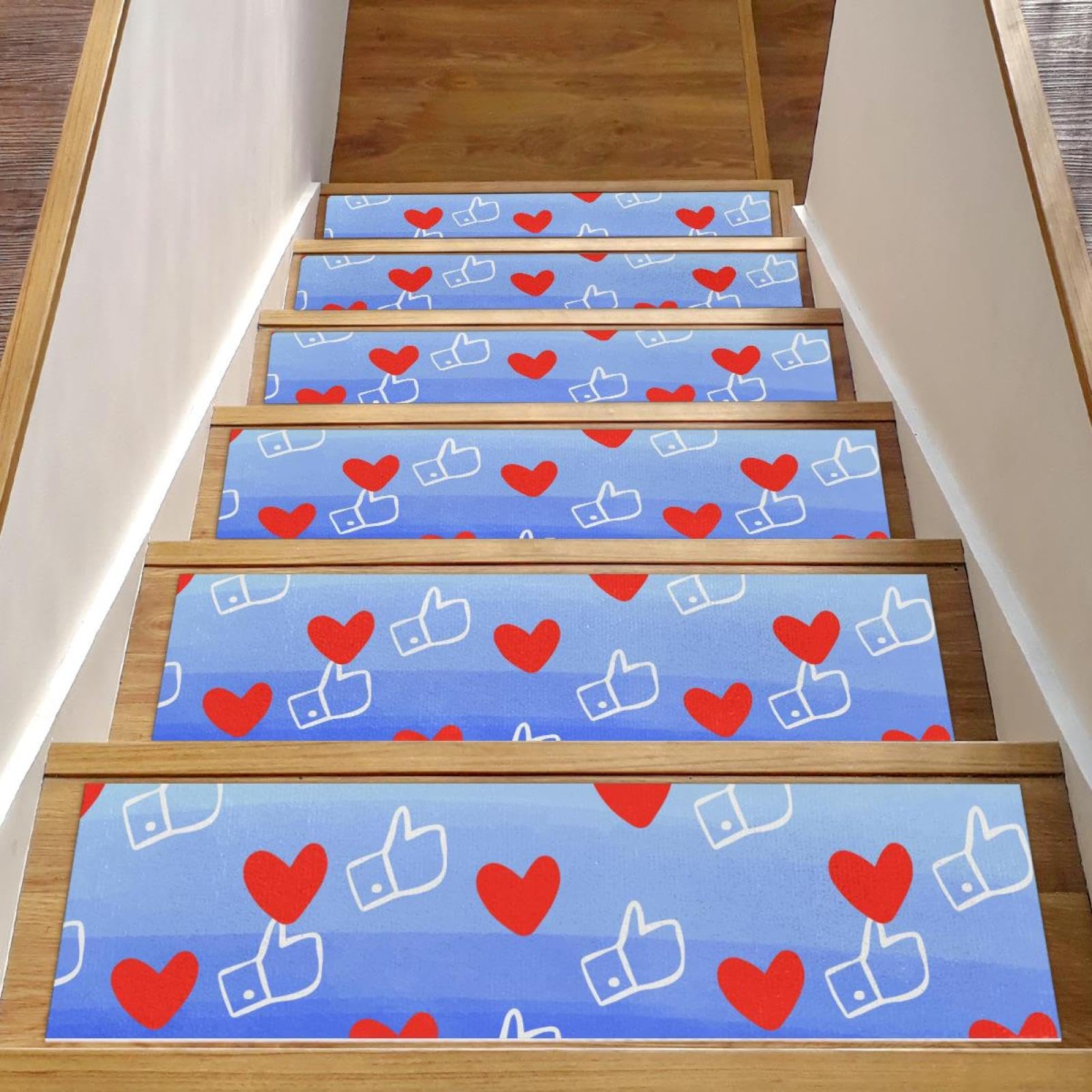 Alfombra para peldaños de madera que evita caídas de ancianos y perros Hearts Likes