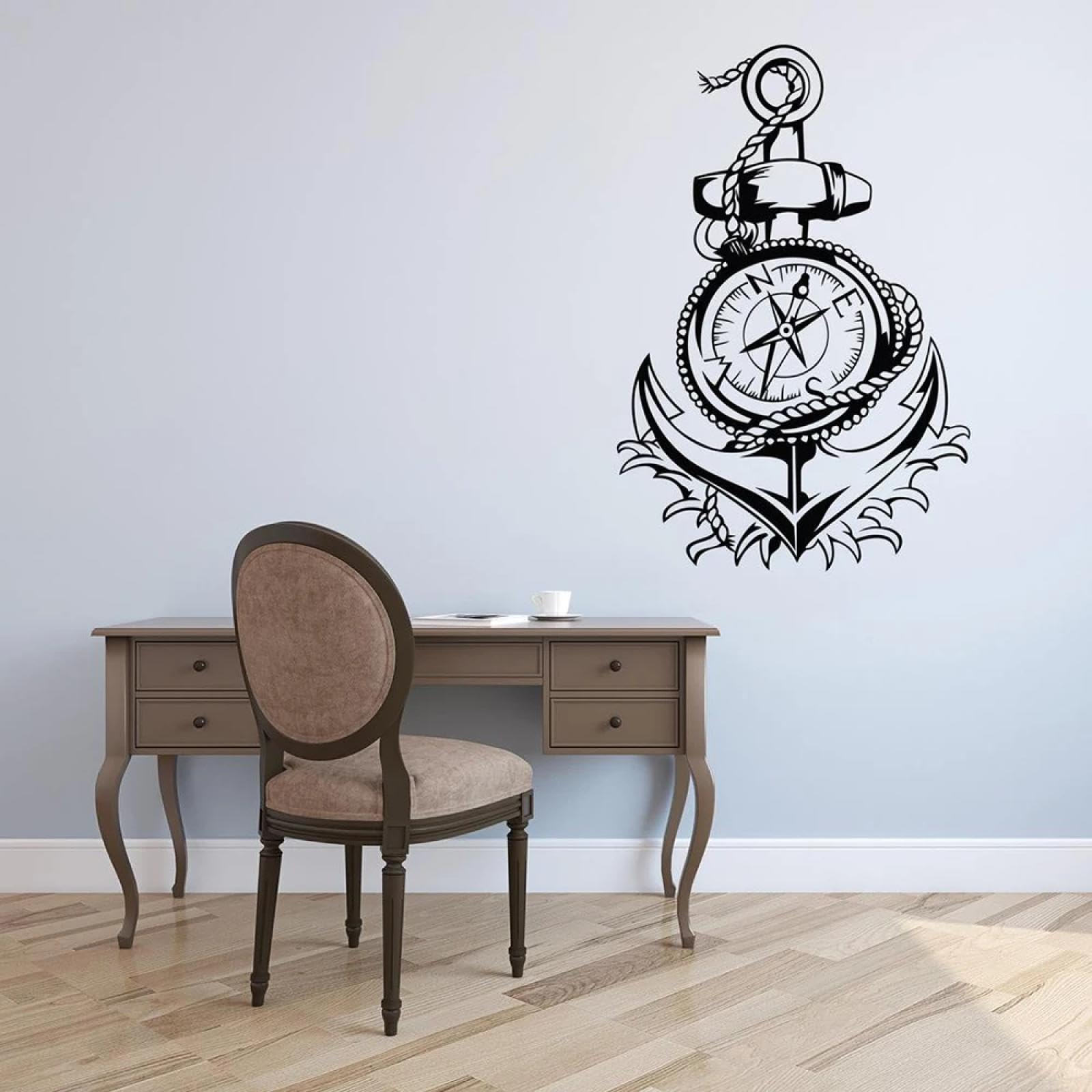 YOUOUSI Nautical Anchor, Compass, Nautical wall Stickers, Decals, Children's Room, playroom, Nursery, Bedroom, Living Room wall Art Decals