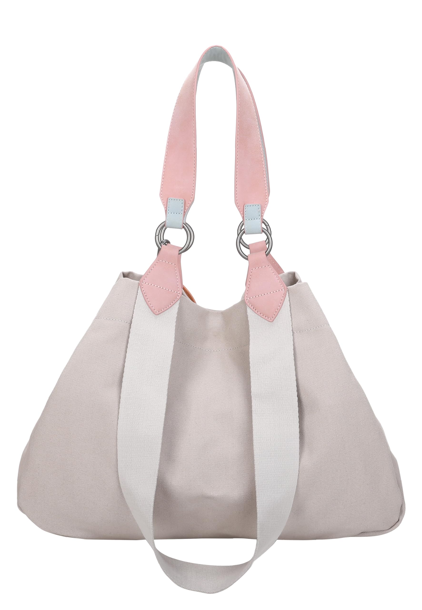 Fritzi Izzy Medium Limited Embro Fun Shopper Canvas Damen Handtasche Stickerei Festival City abnehmbares Pocket 29 x 42 x 15 cm - Anthrazit, Sand