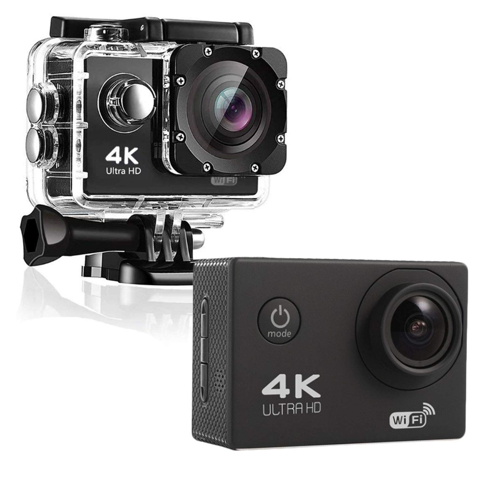 Caméra Étanche, 4K 2.0" écran LCD Full HD étanche Action Appareil Photo Caméscope Vidéo sous-Marine 30M avec Action Cam Wi-FI Intégré et Telecommande sans Fil,Noir